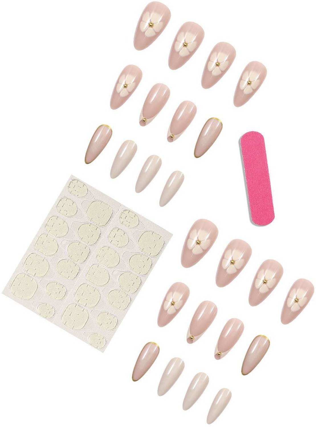 The Blue Box 24 pc Reusable Press on Nails (Vanilla Luxe, Ivory/Cream) - Image 3