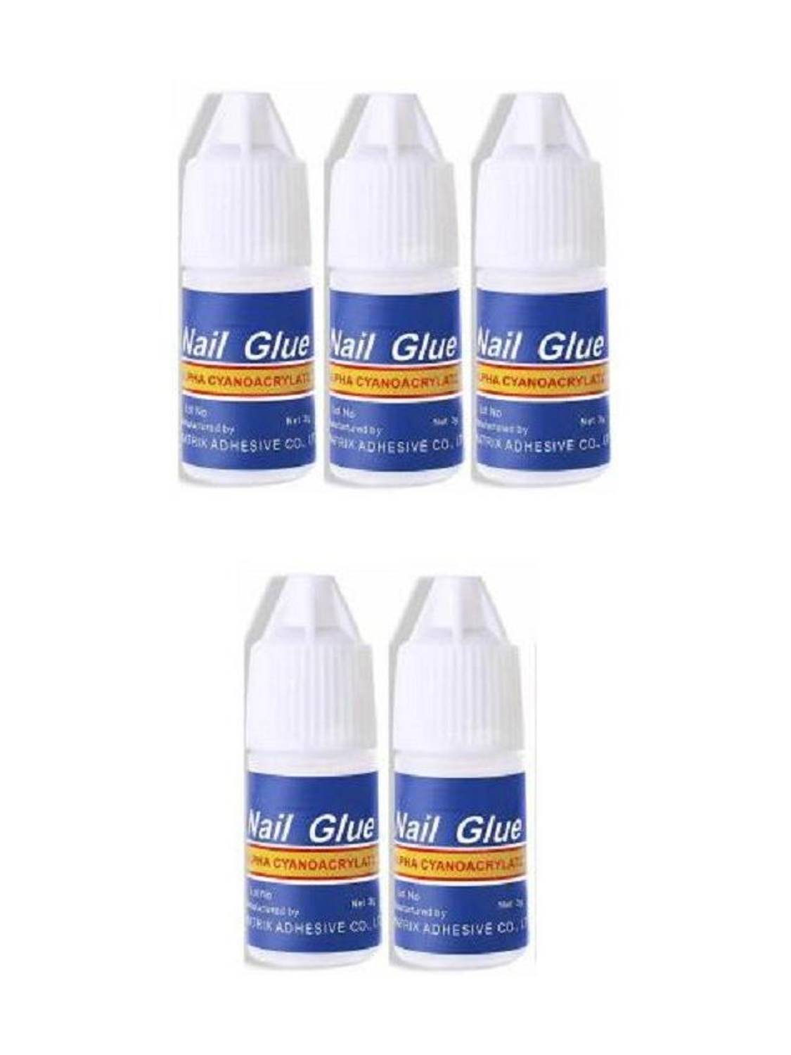 angelie 5Pcs Artificial Nails Glue White