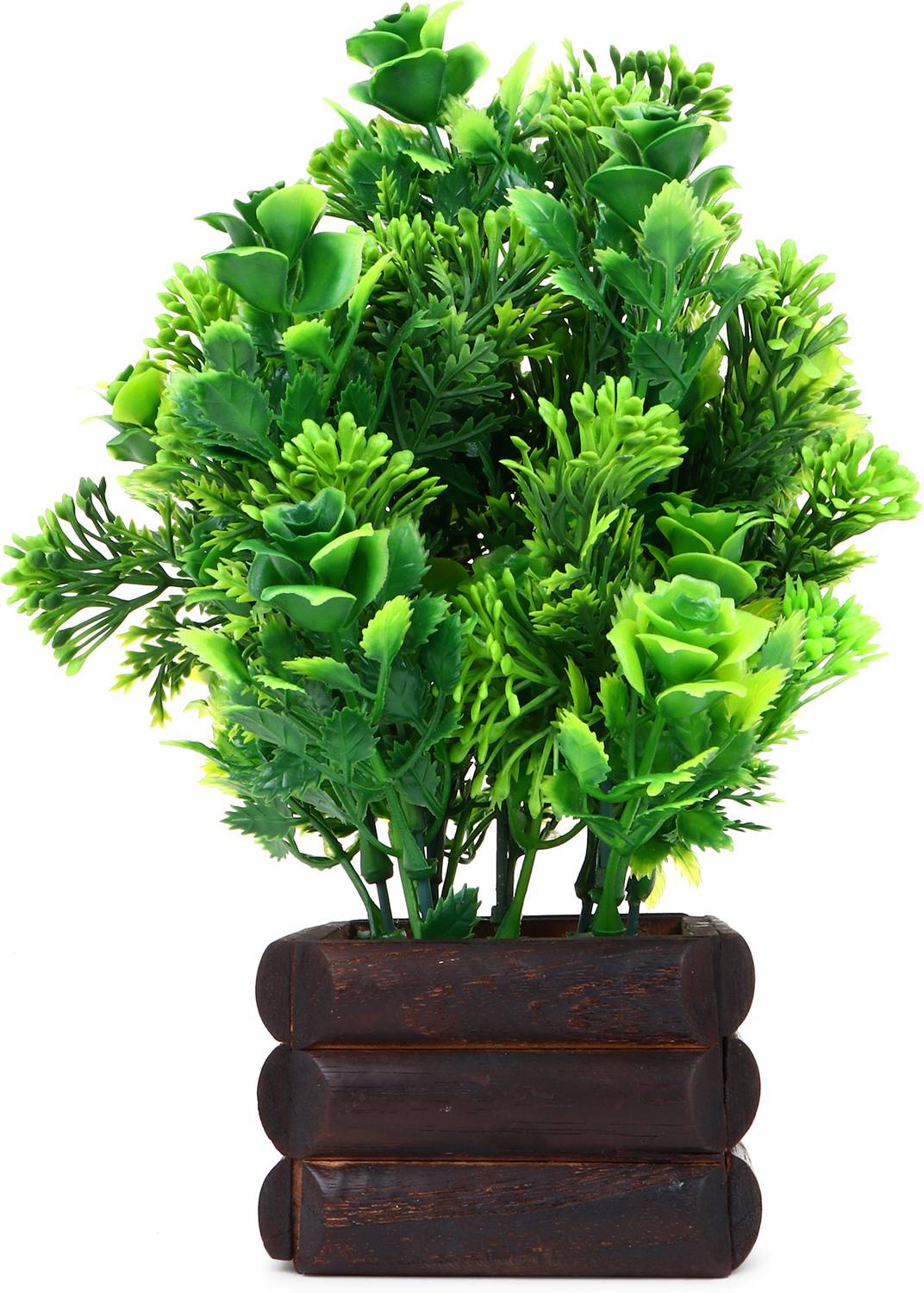 Akaar Akaar Artificial Green Mini Bonsai with Wooden Pot for Home Decor Bonsai Wild Artificial Plant  with Pot