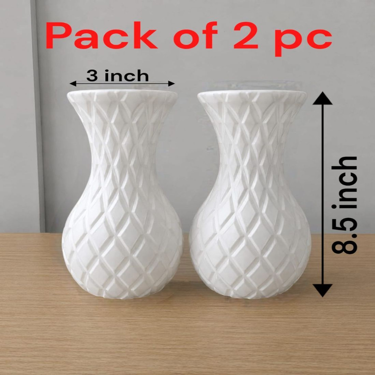 Image of YKI White Vases /4x8.5 /2 pc Plastic Vase