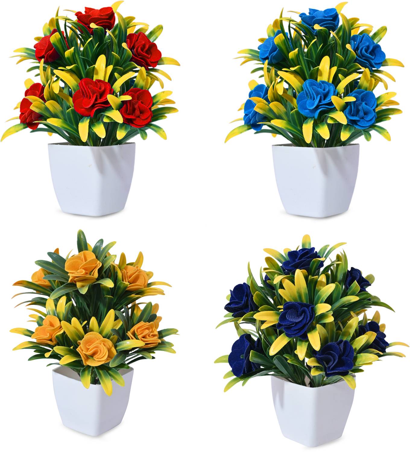 Anuash Set of 4 Rose Flower For Decoration Table Office table Bon