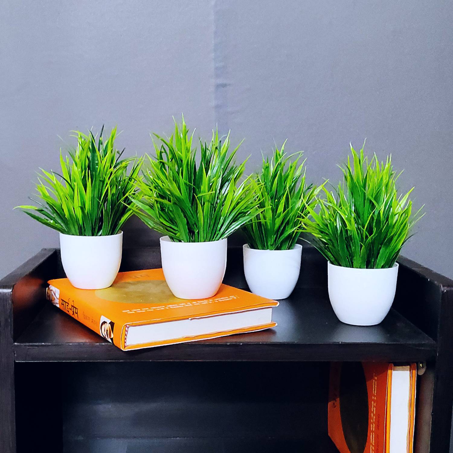 AFQ Artificial Plant, Flower and Shrubs Sets of 4 Pieces Bonsai A