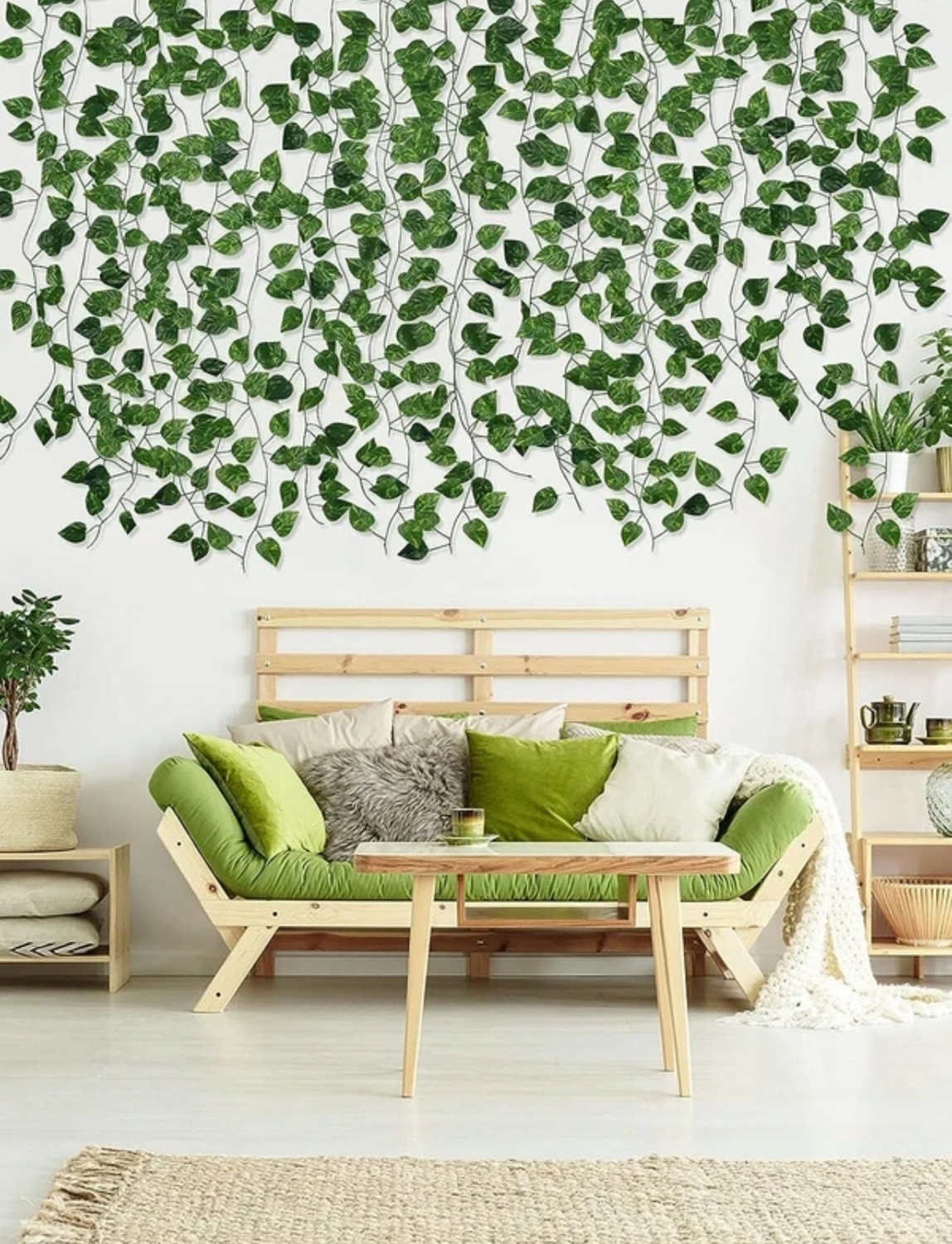 Image of Eden 8Ft Set of 2 Artificial Money Plant Vine,For|Home|Office|Garden|Decoration Artificial Plant with Pot