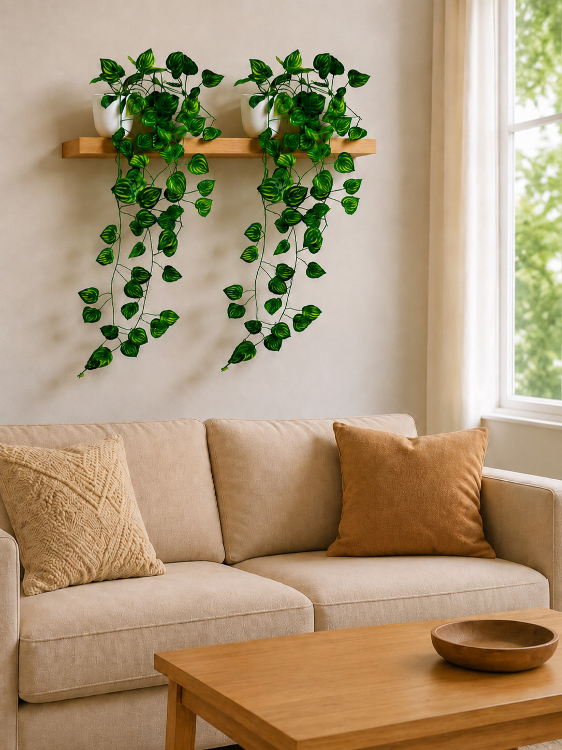 Image of fancymart Home Decor Real Touch Vine Plant Falling with Pot Small Size Wild Artificial Plant with Pot