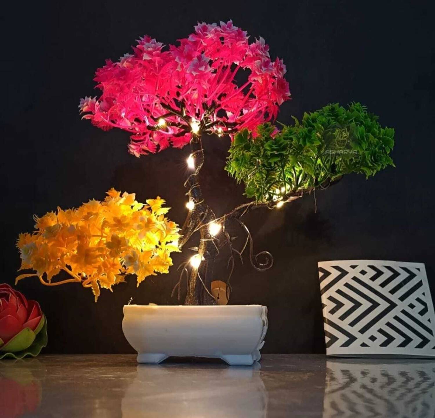 DIYANK Bonsai Wild Artificial Plant with Pot (22.5 cm, Multicolo