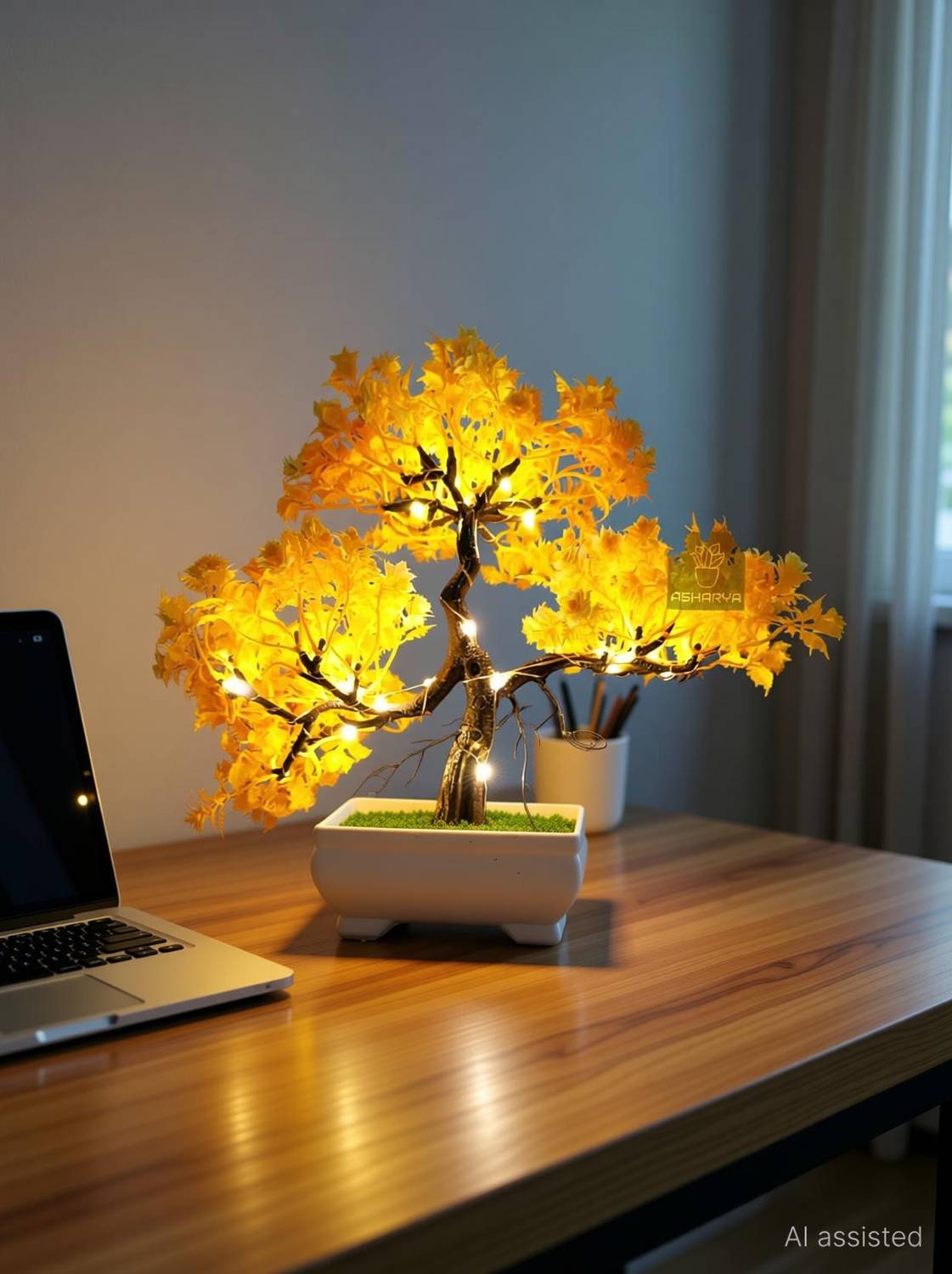 DIYANK Artificial Bonsai Tree with Sparrow - Image 1