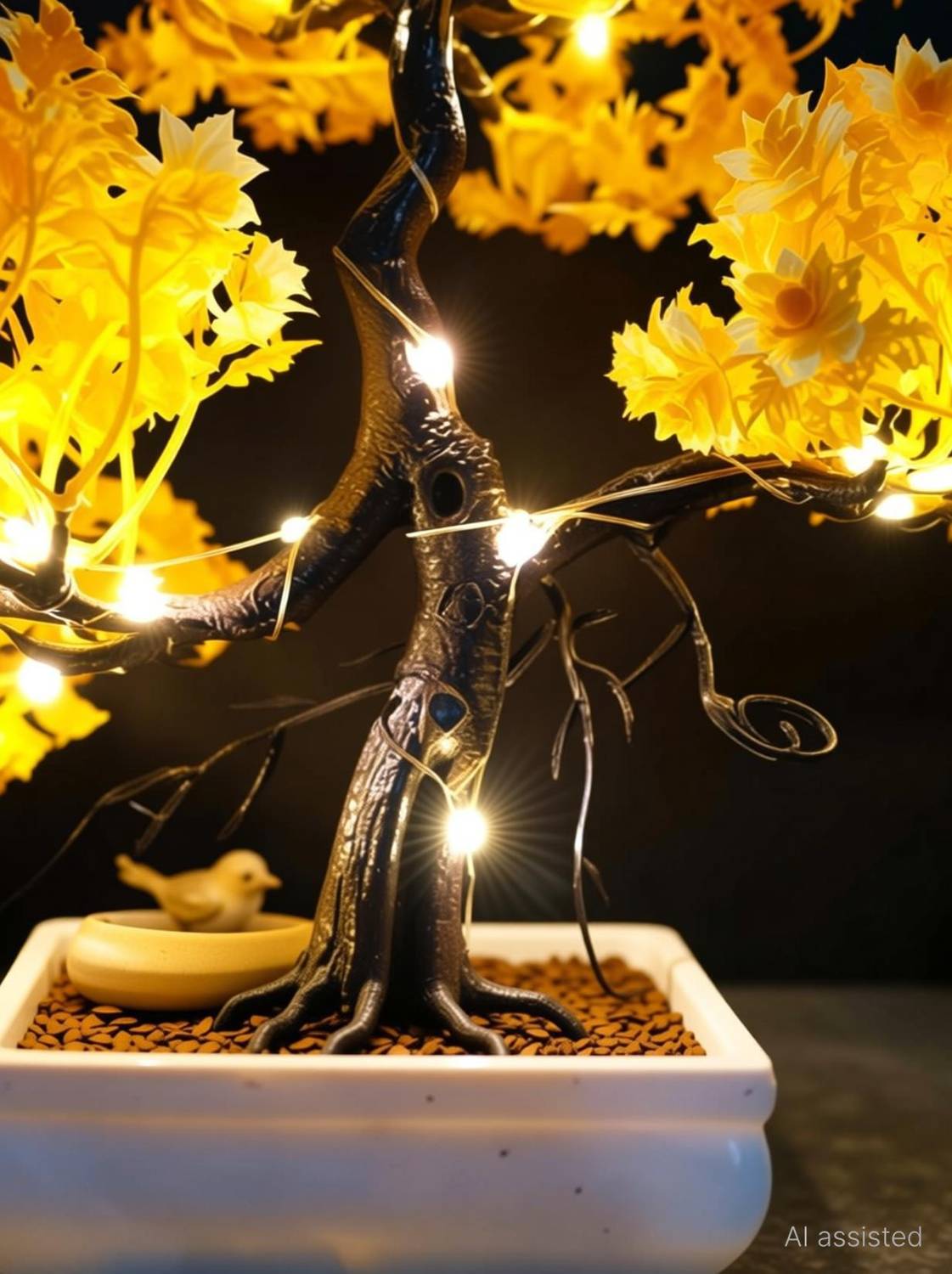 DIYANK Artificial Bonsai Tree with Sparrow - Image 3