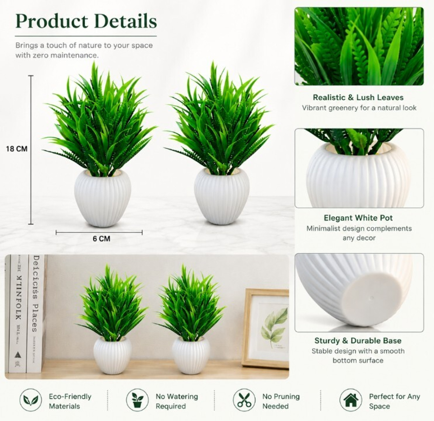 Image of Parthak Artificial Plants for Office & Living Room Decoration | Set of 2 Bonsai Wild Artificial Plant with Pot