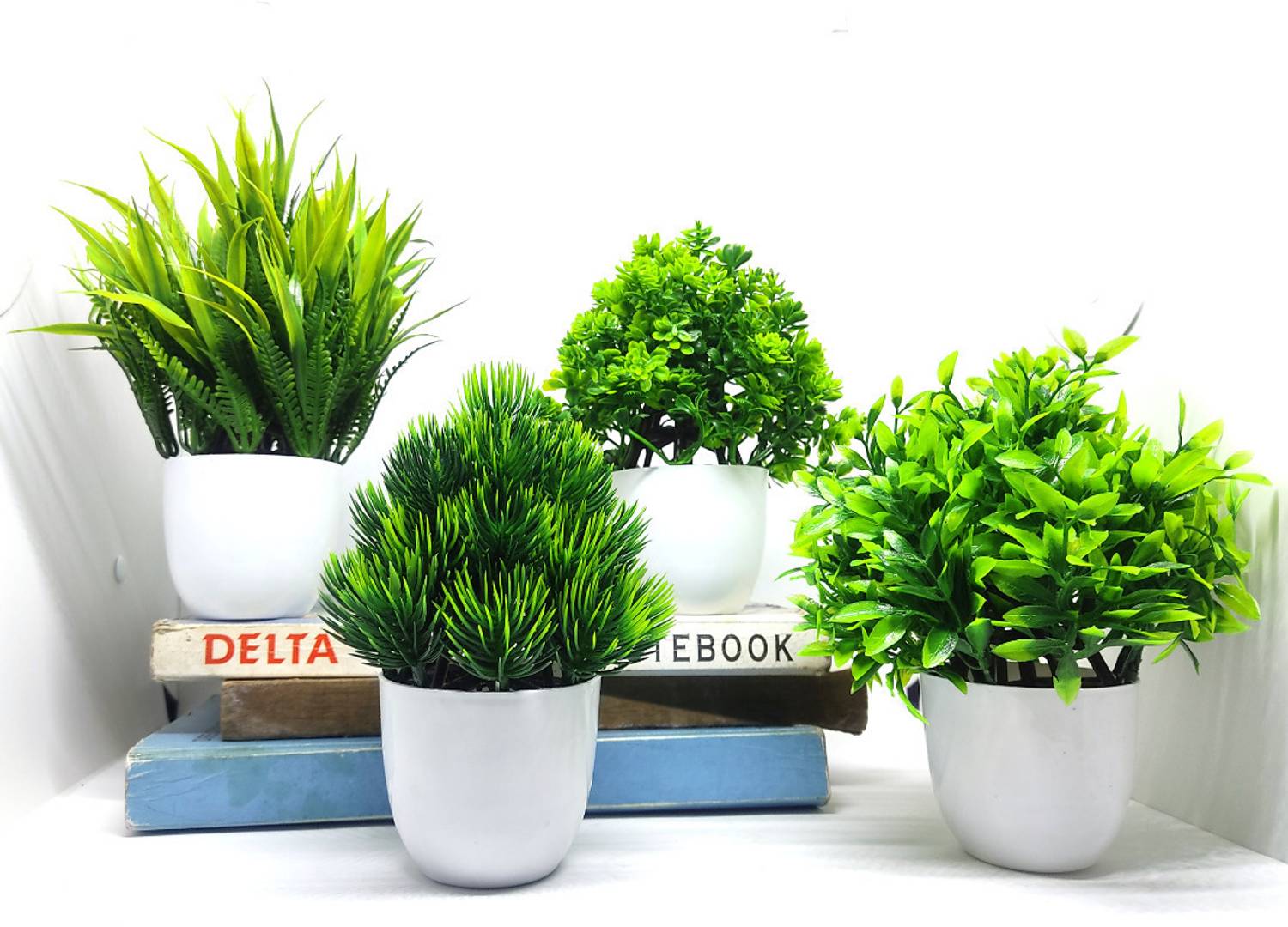 Akp Set Of 4 Artificial Plants With Pot For Home And Office Decor