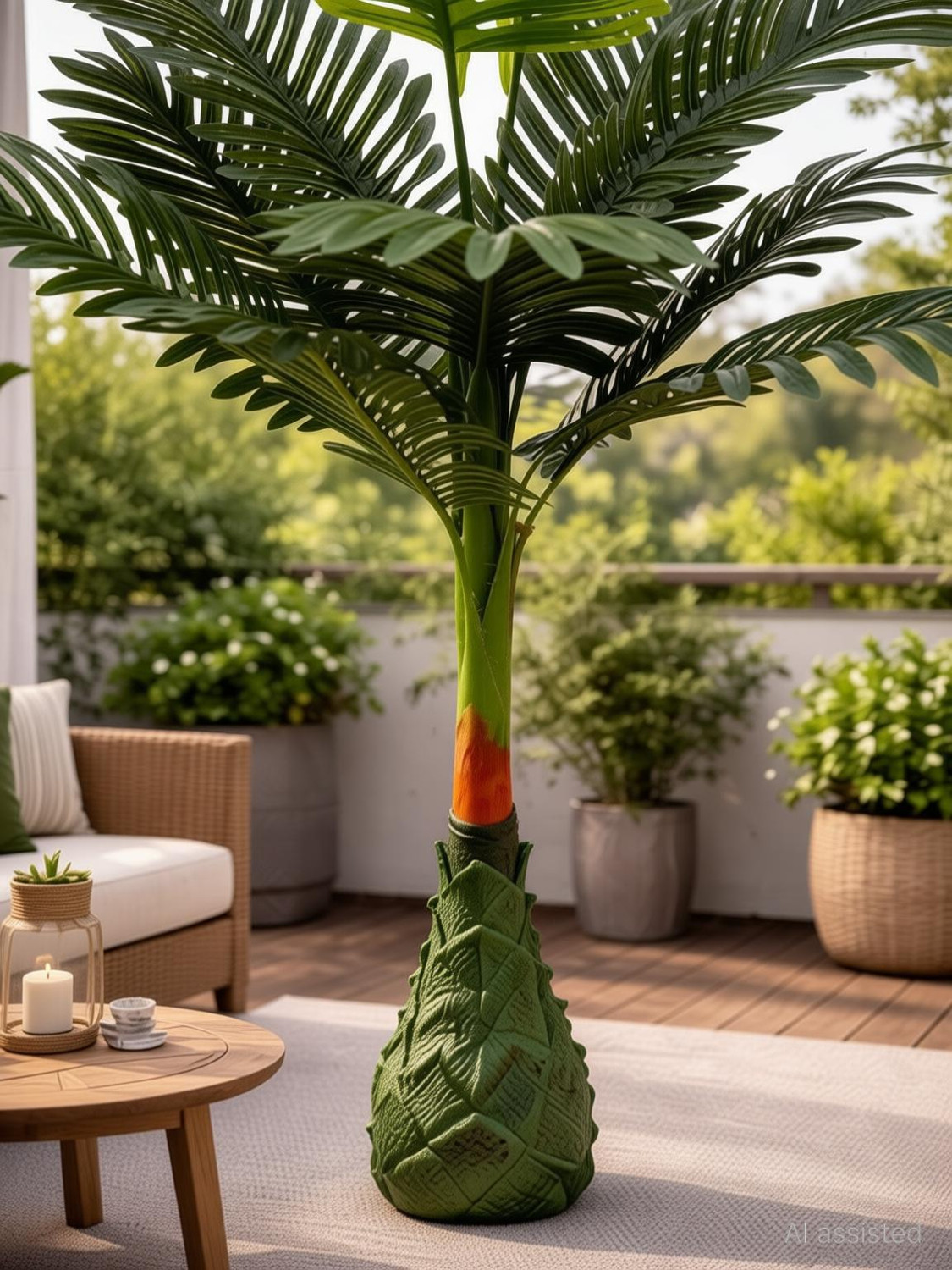 Image of FB Group Flowers Basket Premium Artificial Areca Palm Tree for Home Decor, Light Weight Artificial Plant with Pot