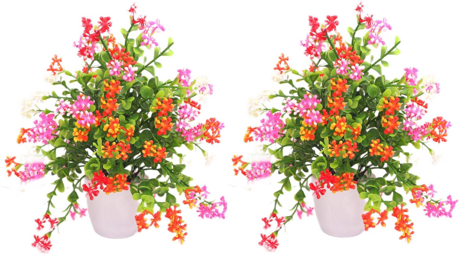 Anuash Multicolot Flower Pot For Home and Office Décor set of 2 Artificial Plant with Pot