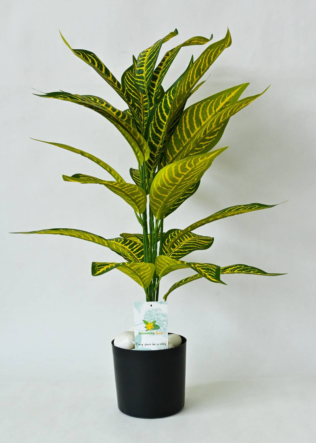 blooming floret Artificial Yellow Iceton Croton Plant for Interio