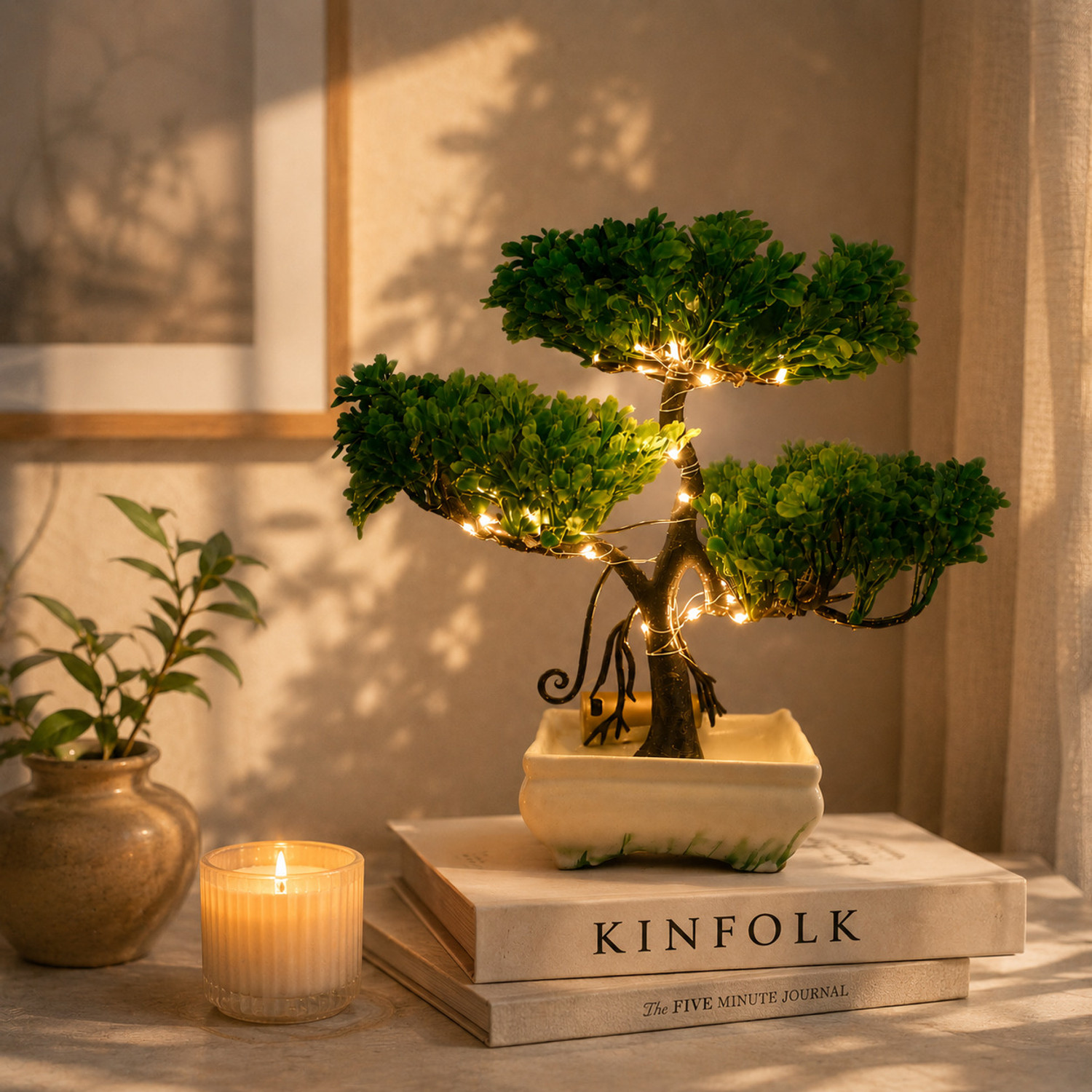 Image of Elencraft Artificial Led Tree For Home Decoration, Fake Ornamental Plants With Pot Bonsai Wild Artificial Plant with Pot
