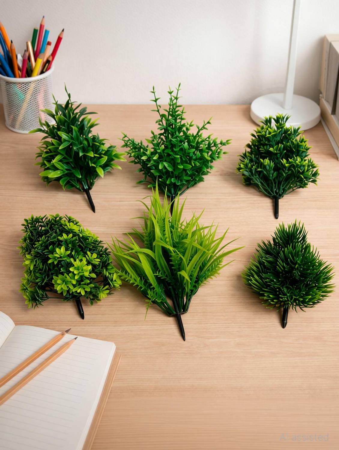 beecraft Pack Of 6 , Artificial Leaves , Indoor Plant , Mini Faux Plant for Home décor Bonsai Wild Artificial Plant