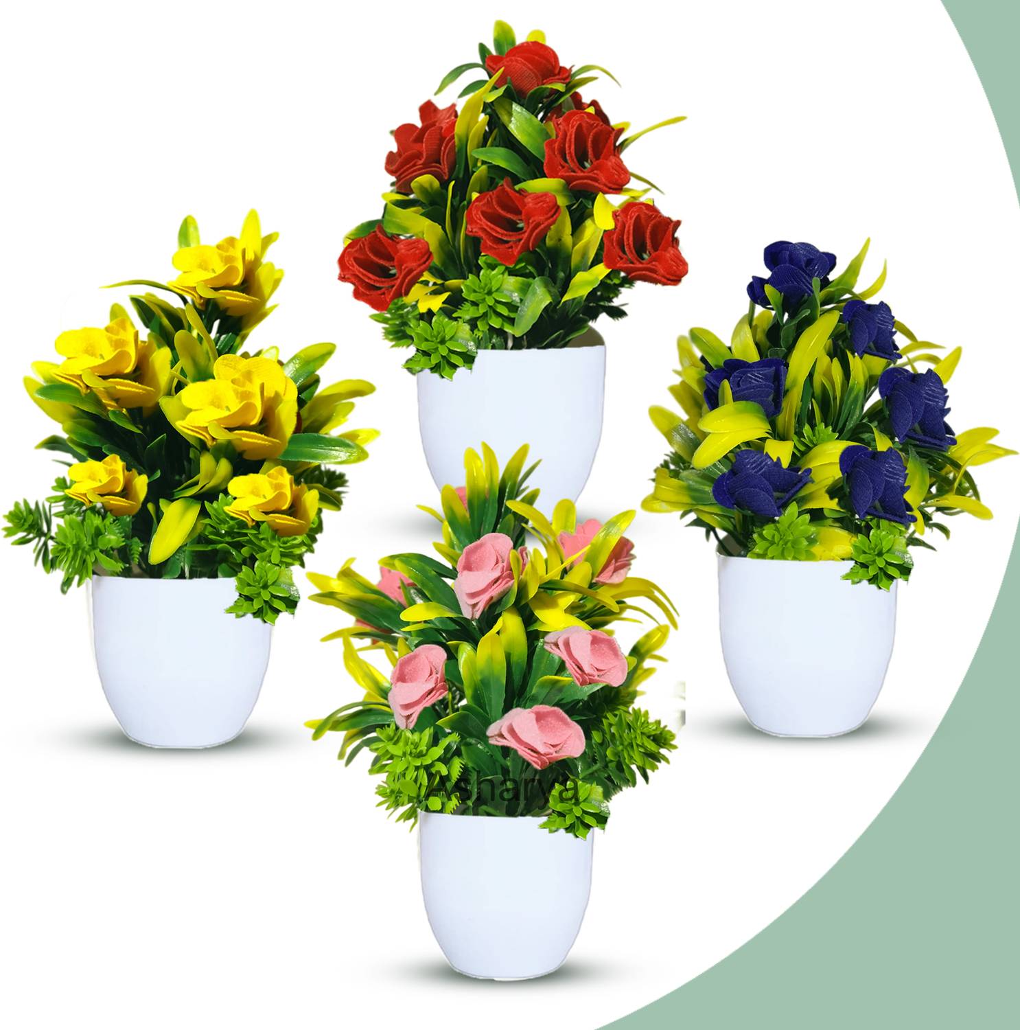 Asharya Artificial Plants for Home Decor (7 inch) Indoor Pot Larg