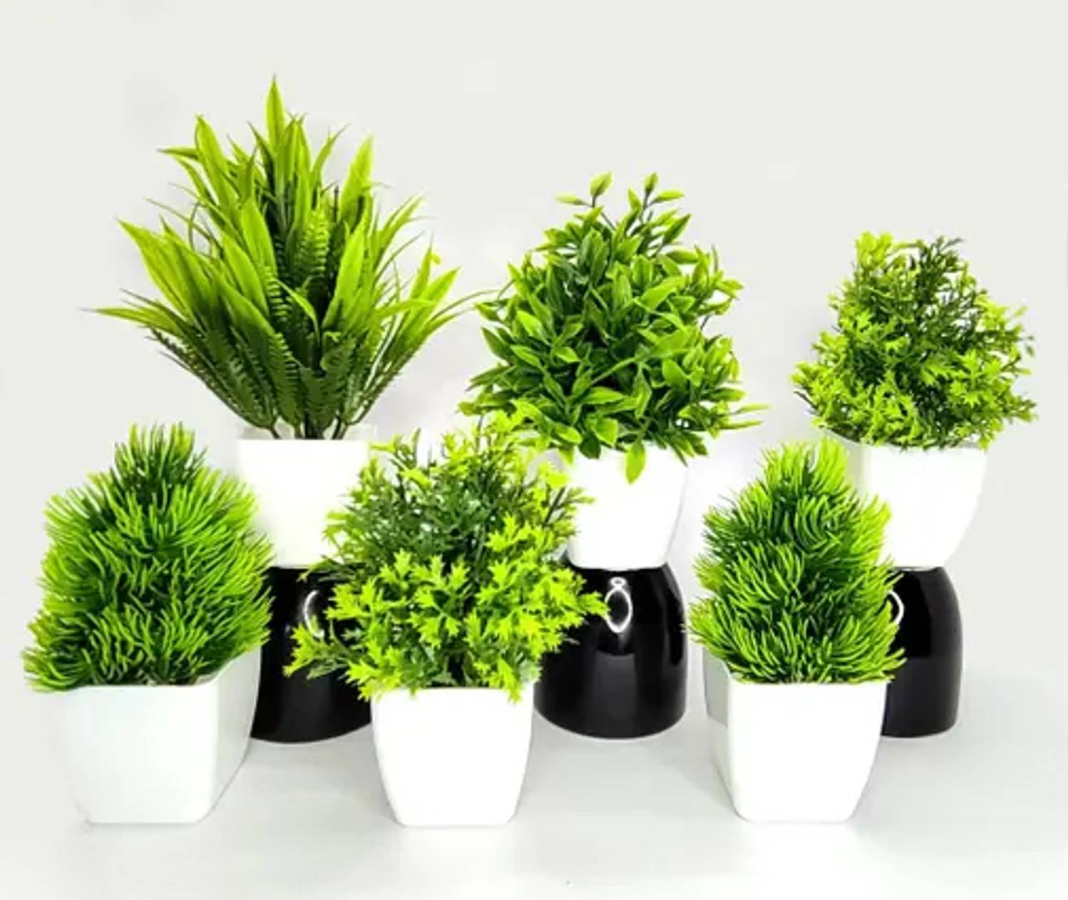 blue penguin Set Of 6 Mini/Small Artificial Plants Bonsai Wild Ar