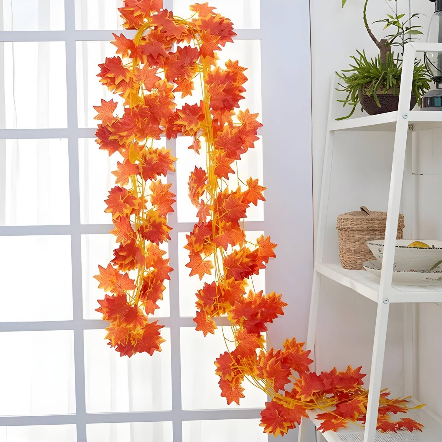 1iAM 3pcs Artificial Maple Leaves Creeper for Decoration, Wall Hanging, Home Decor Wild Artificial Plant
