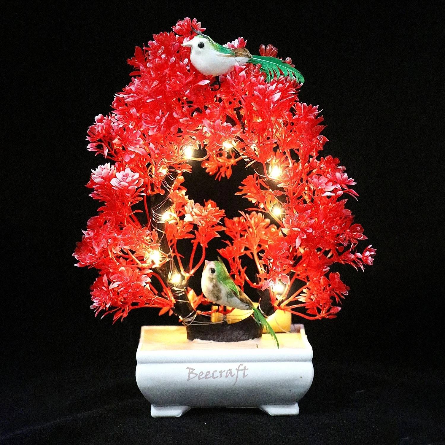 beecraft Artificial Bonsai Plant with 2 Sparrow with LED For Home, Office, Room Decor Bonsai Artificial Plant  with Pot