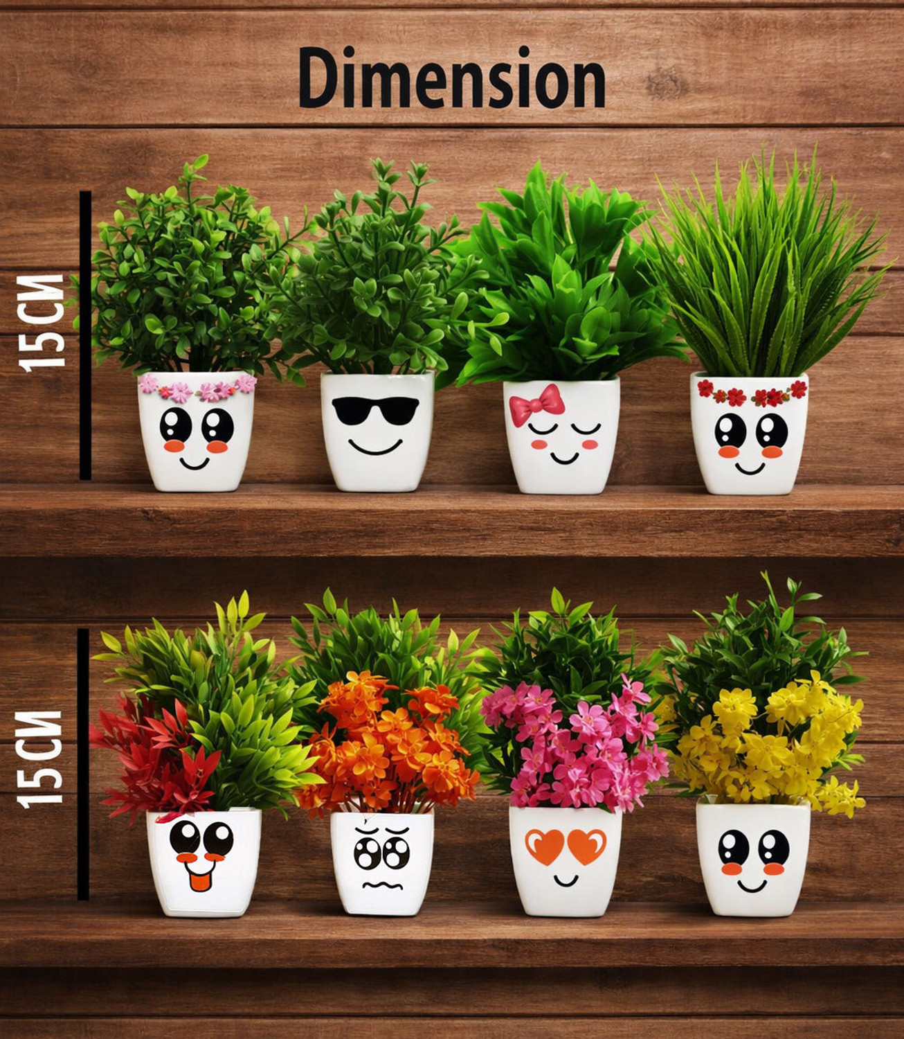 Image of DODECROO Pack Of 8 , Artificial Flower Pot , Indoor Plant , Mini Faux Plant With Cute Pot Bonsai Wild Artificial Plant with Pot