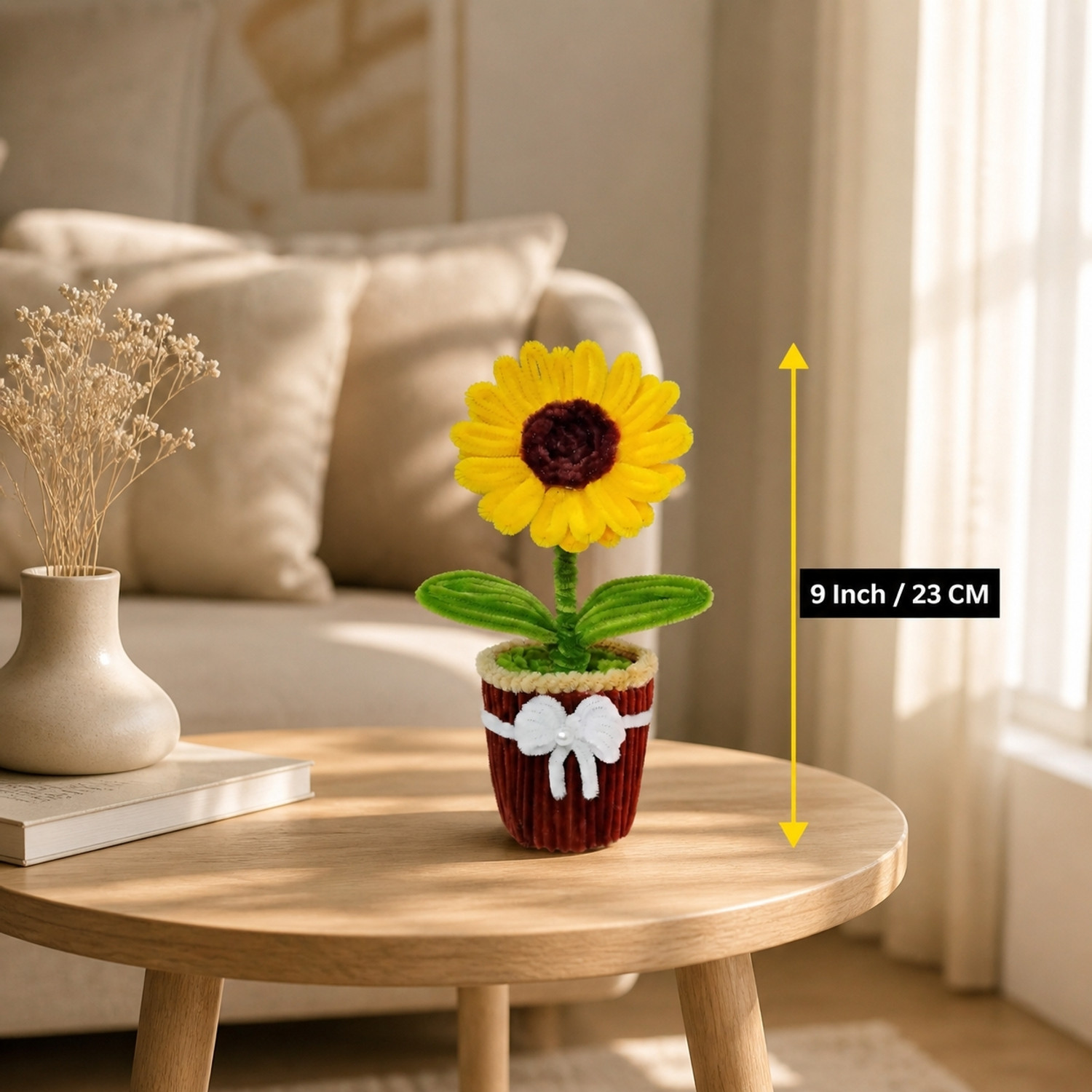 Image of Ashmoll Artificial Sunflower Pot for Home & Office decor | Birthday, Anniversary Gift Wild Artificial Plant with Pot
