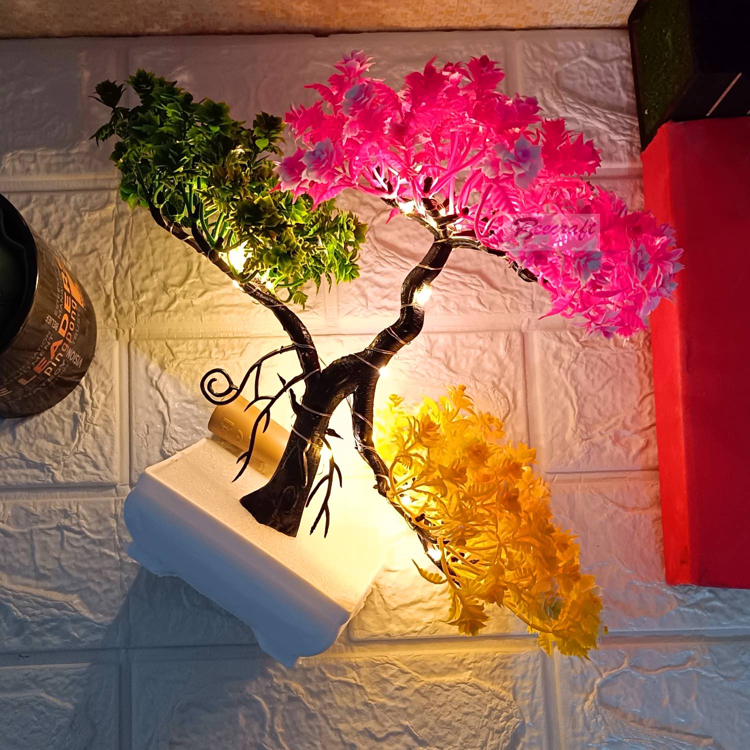 beecraft Fake Tree for Home Decor Faux Plant for Office Desk, Led