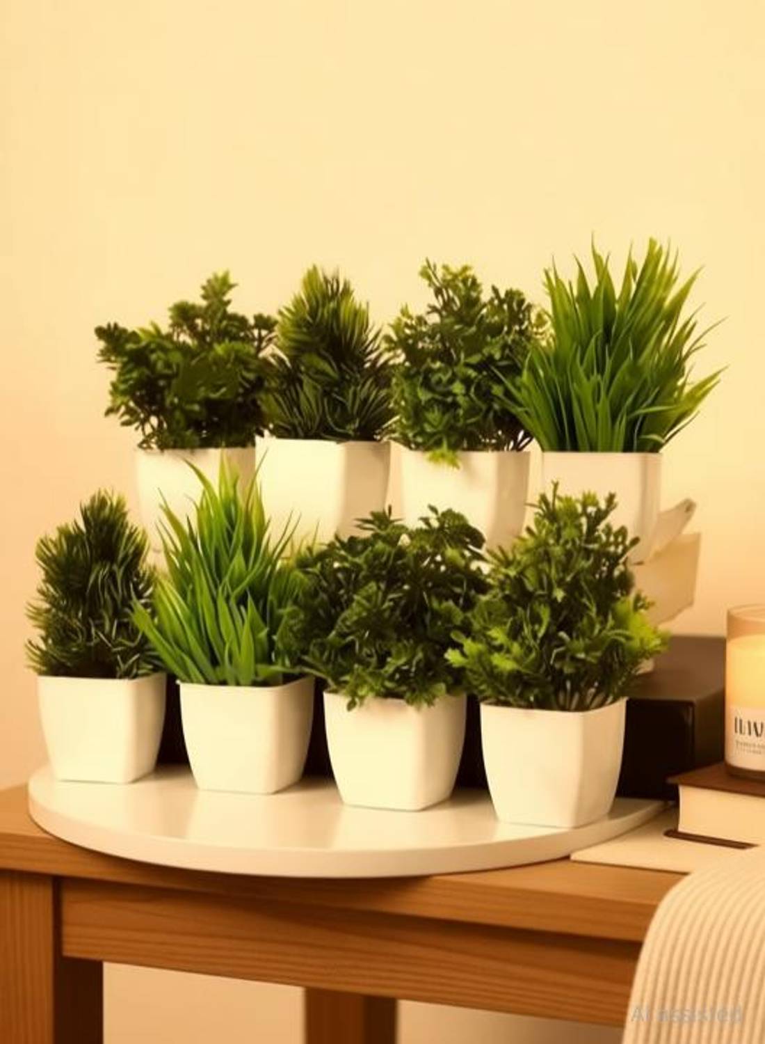 Assembled 8 Mini Artificial Bonsai Plants with Pots - Image 2