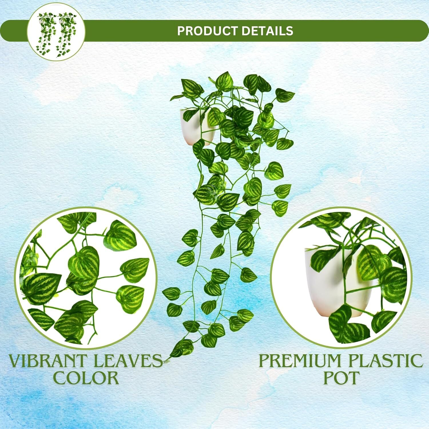 Image of fancymart Home Decor Real Touch Vine Plant Falling with Pot Small Size Wild Artificial Plant with Pot