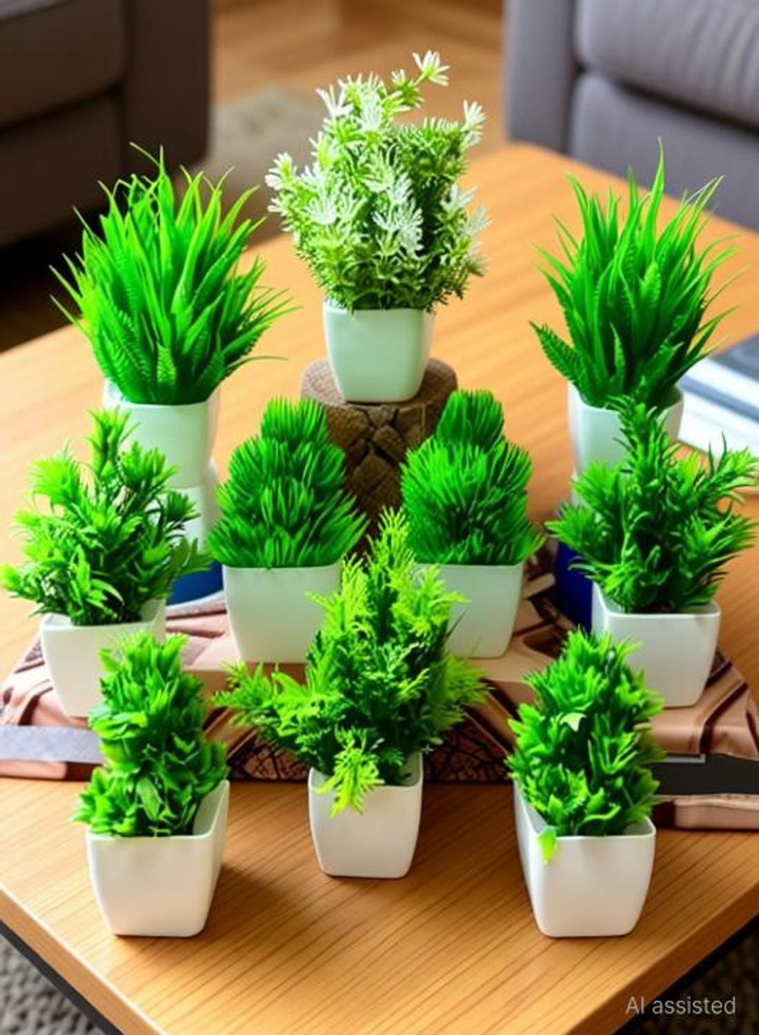 Image of Naturaly Naturaly Set of 10 Artificial Plants Bonsai Wild Artificial Plant with Pot Bonsai Artificial Plant with Pot