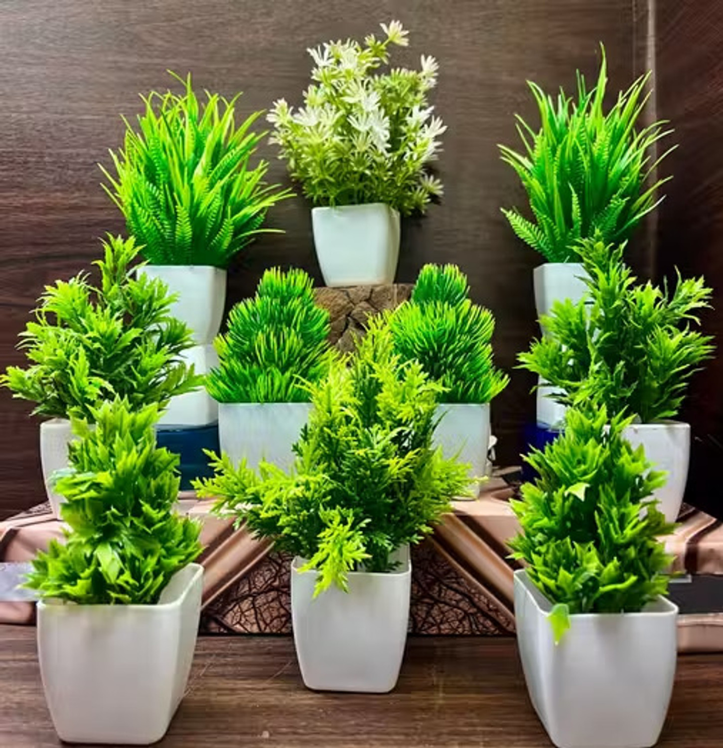 Image of Naturaly Naturaly Set of 10 Artificial Plants Bonsai Wild Artificial Plant with Pot Bonsai Artificial Plant with Pot