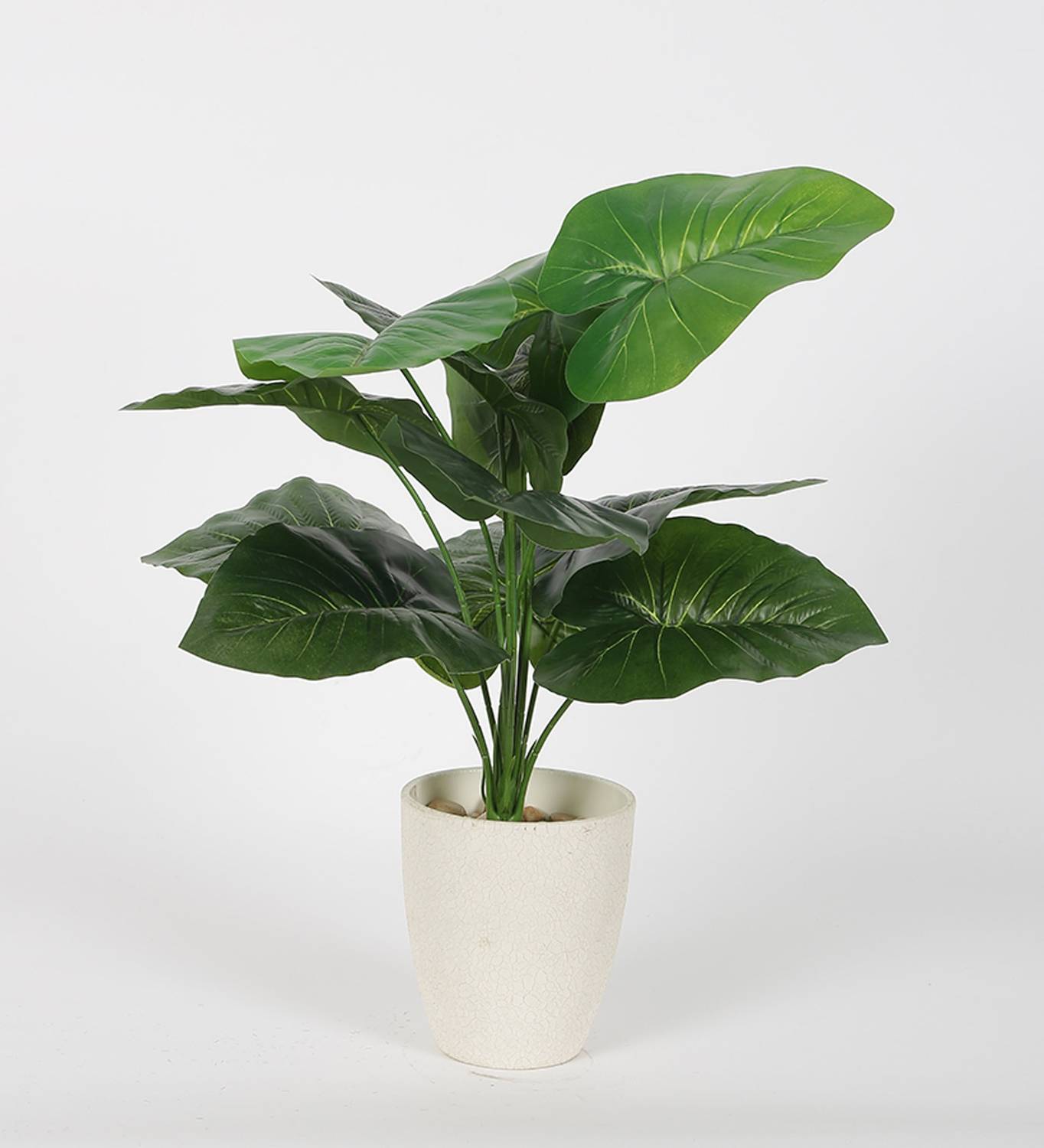 ARICKDECOR Artificial Rubber Plant PVC Silk Floor Plant with.Pot Big Leaves and 12 Leaves Wild Artificial Plant