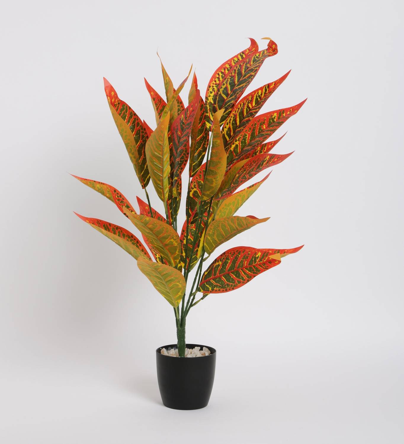 ARICKDECOR Decorative Artificial Croton Plants Tropical Fake Plants Home Garden With Pot Bonsai Artificial Plant with Pot