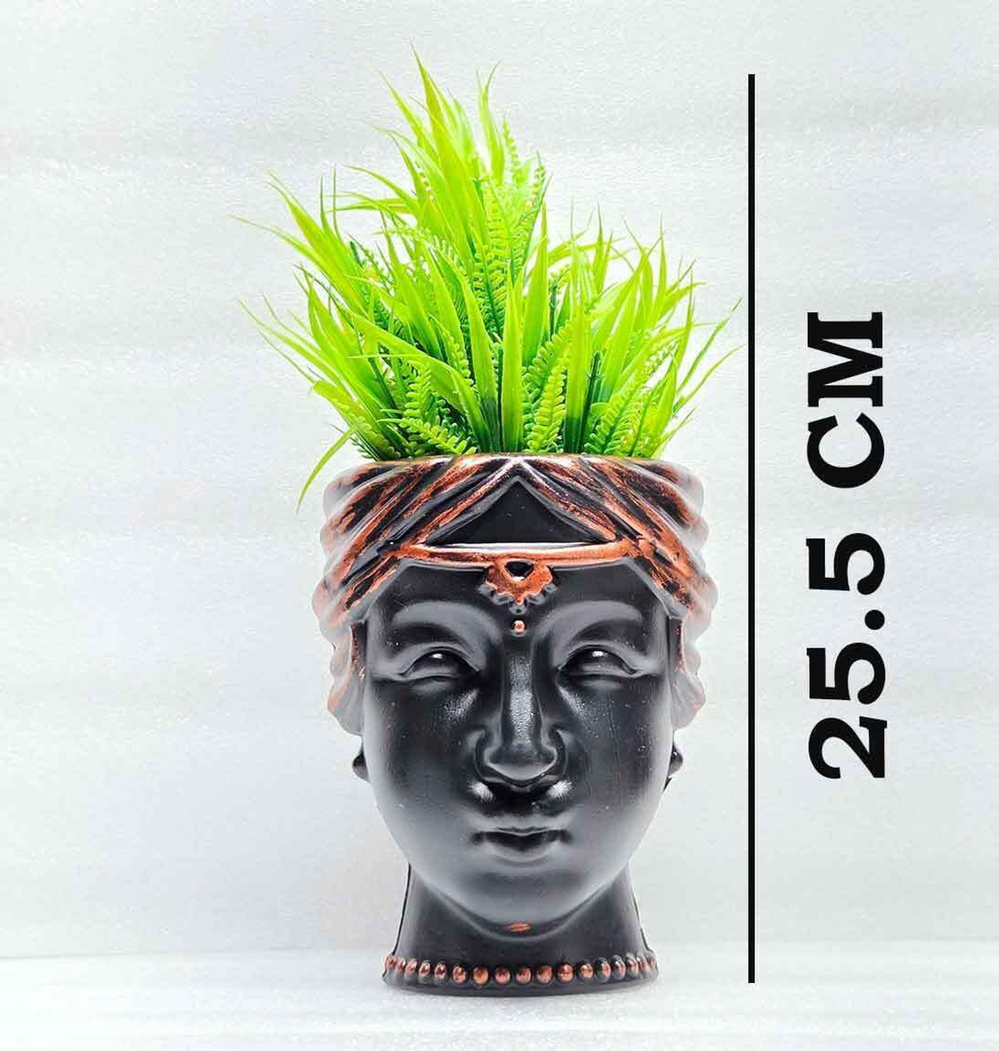 Image of Asharya Stylish Faux Grass Plant with Designer Face Pot for Table & Balcony Home Decor Bonsai Wild Artificial Plant with Pot
