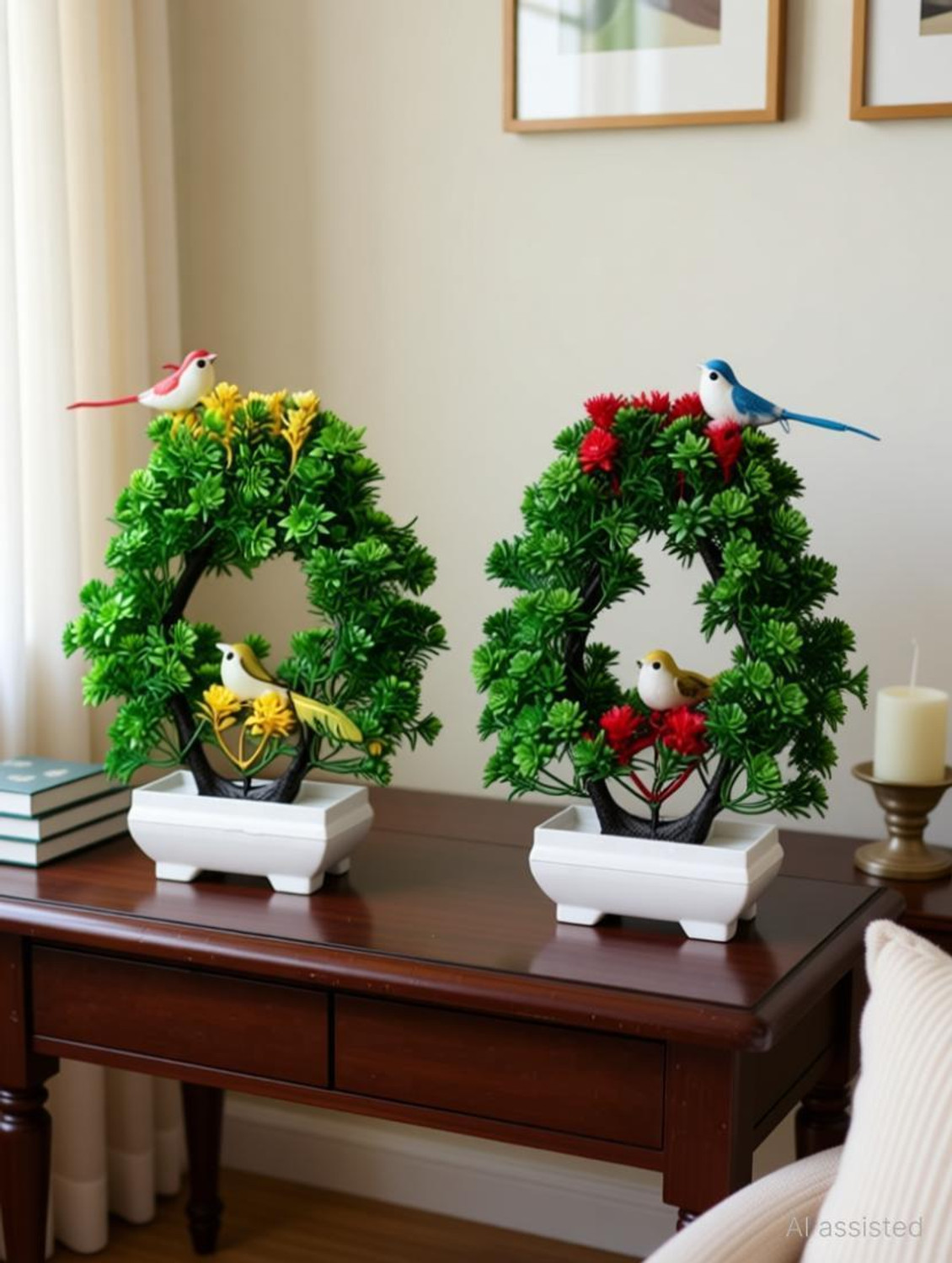 Image of MODO Artificial Bonsai Tree Plant | Sparrow|Birds for Home & Office Decor- Pack of 2 Bonsai Wild Artificial Plant with Pot