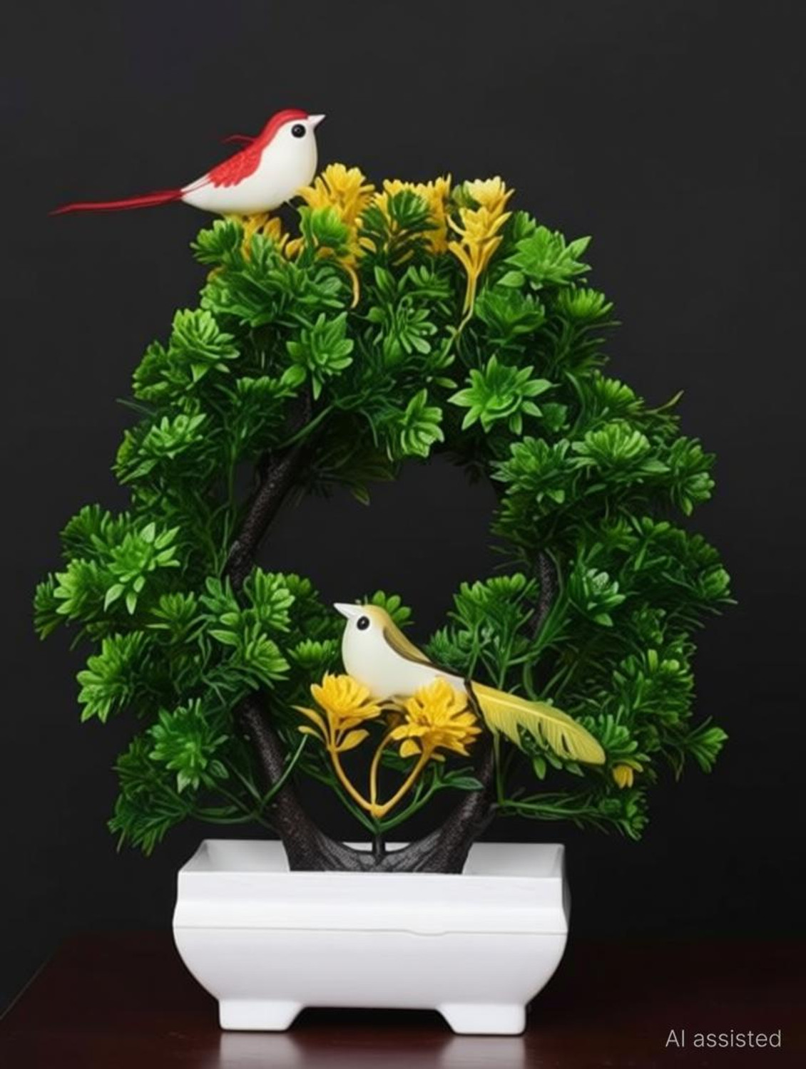 Image of MODO Artificial Bonsai Tree Plant | Sparrow|Birds for Home & Office Decor- Pack of 2 Bonsai Wild Artificial Plant with Pot