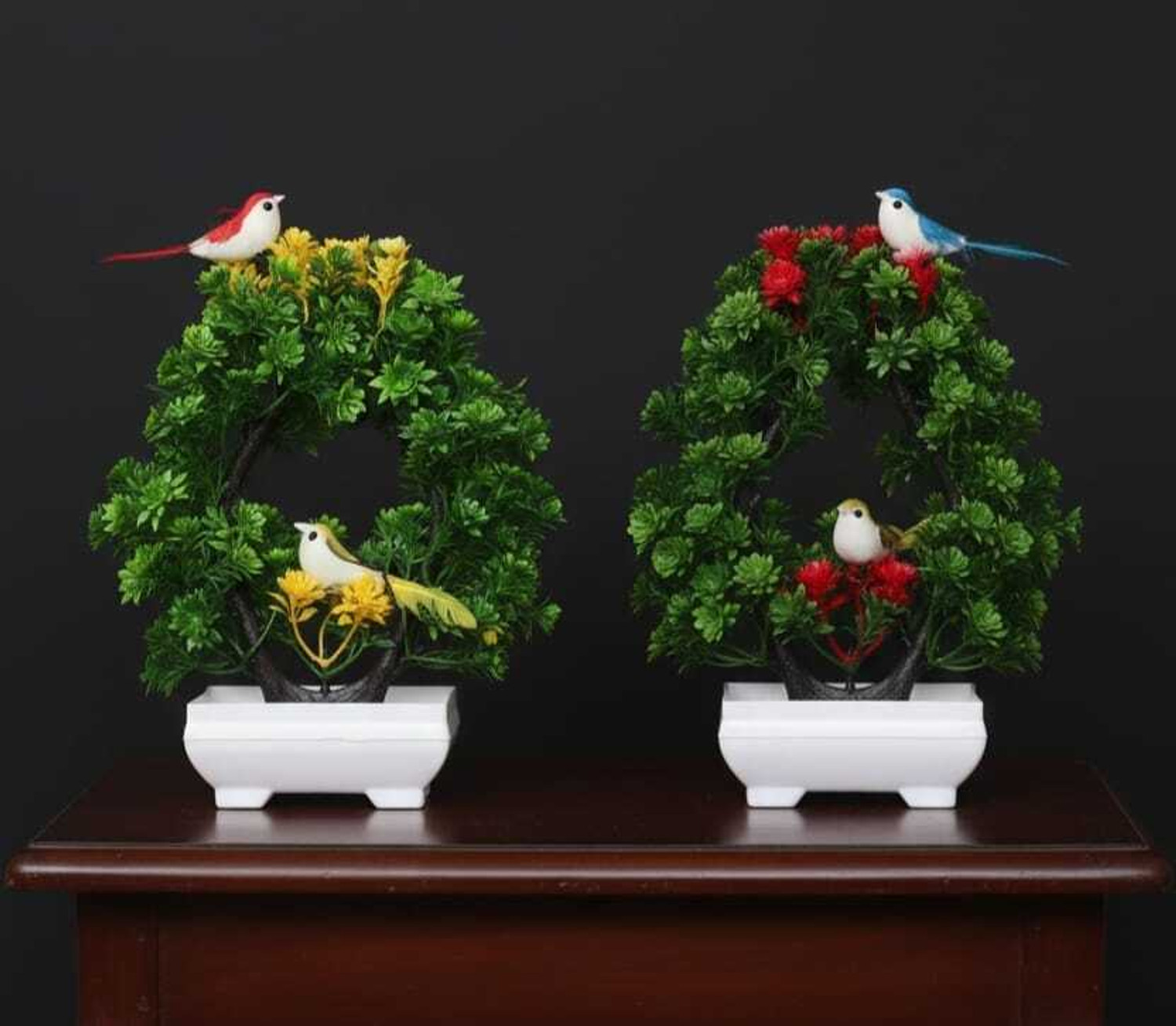 Image of MODO Artificial Bonsai Tree Plant | Sparrow|Birds for Home & Office Decor- Pack of 2 Bonsai Wild Artificial Plant with Pot
