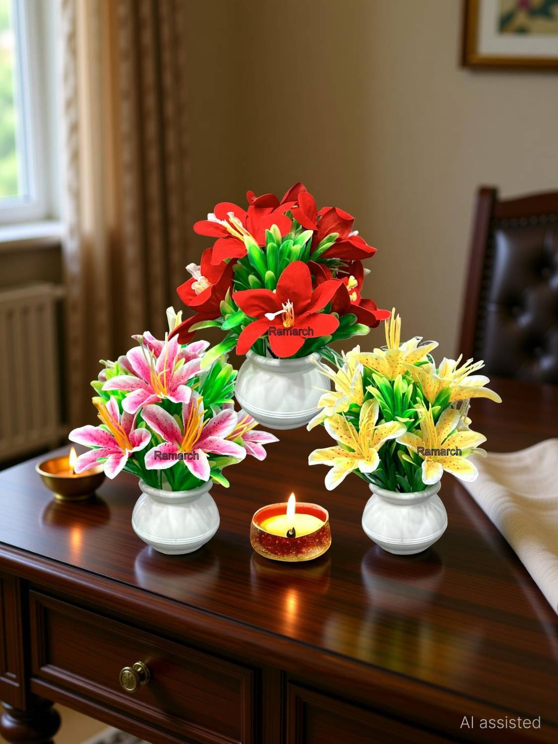 CARNIVAL Multicolor Lily Artificial Flower with Pot