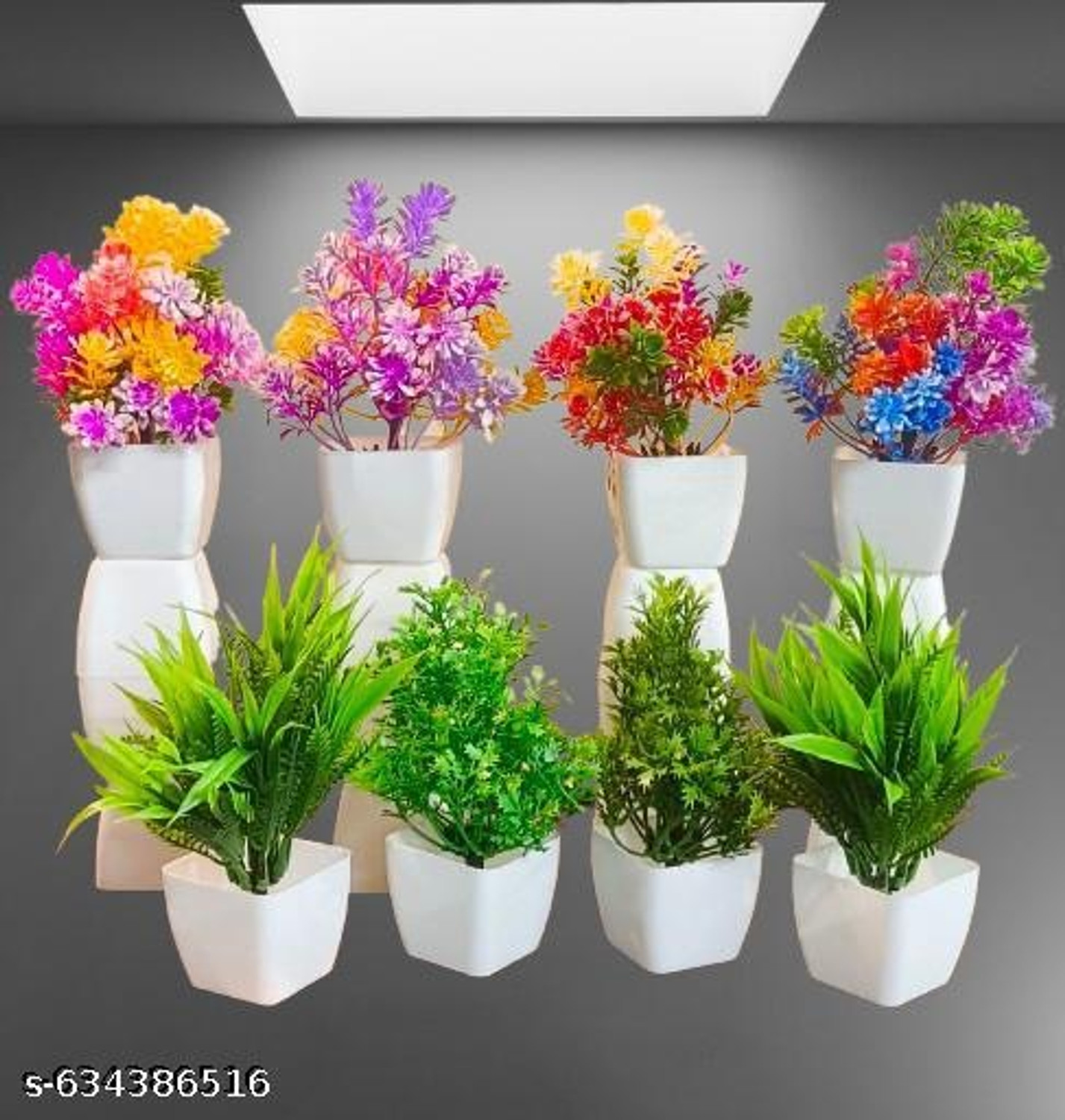 Image of Zupito Combo of 9 Artificial Flower Pots for Home & Office Table Decoration Artificial Plant with Pot