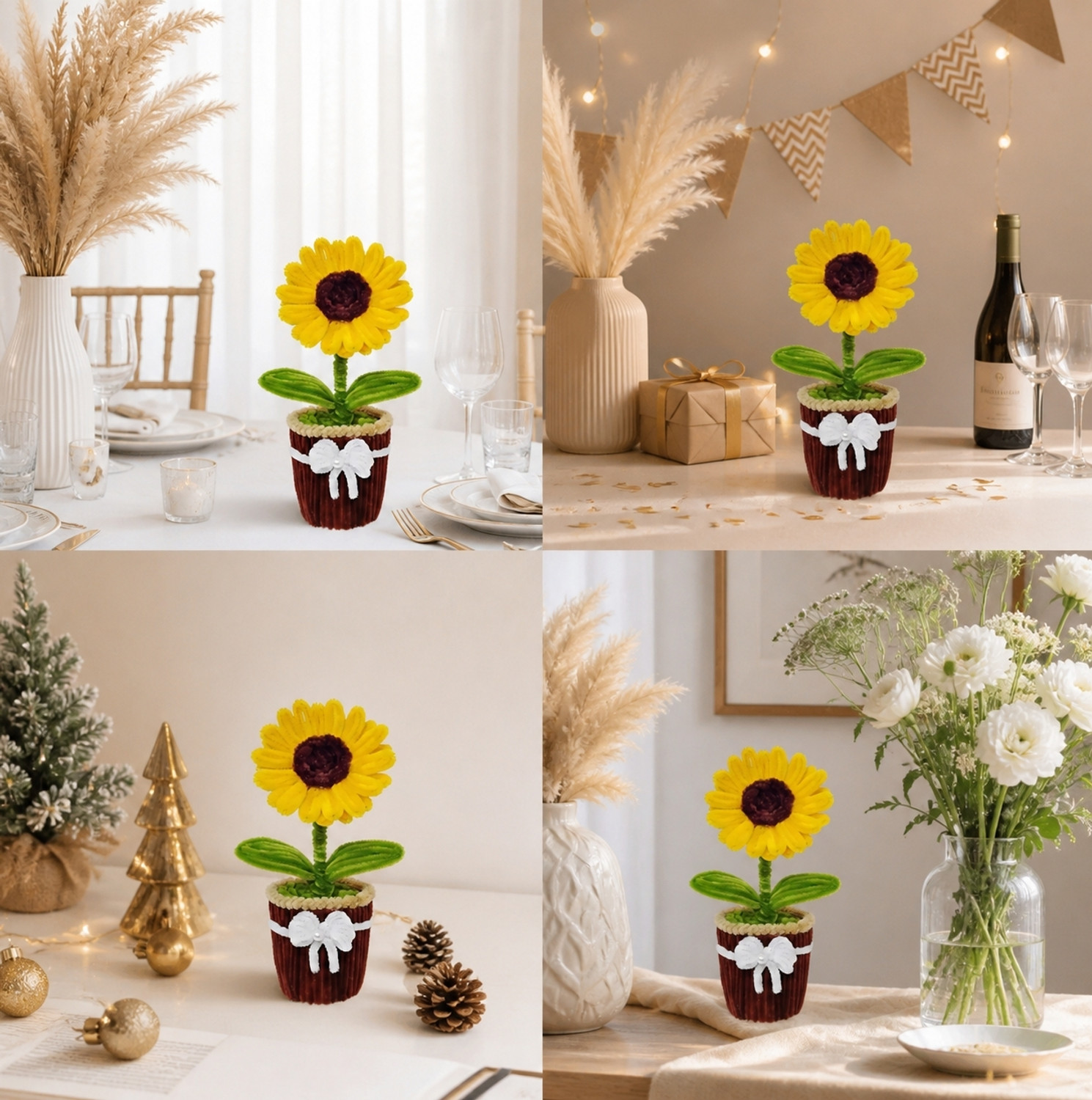 Image of Ashmoll Artificial Sunflower Pot for Home & Office decor | Birthday, Anniversary Gift Wild Artificial Plant with Pot