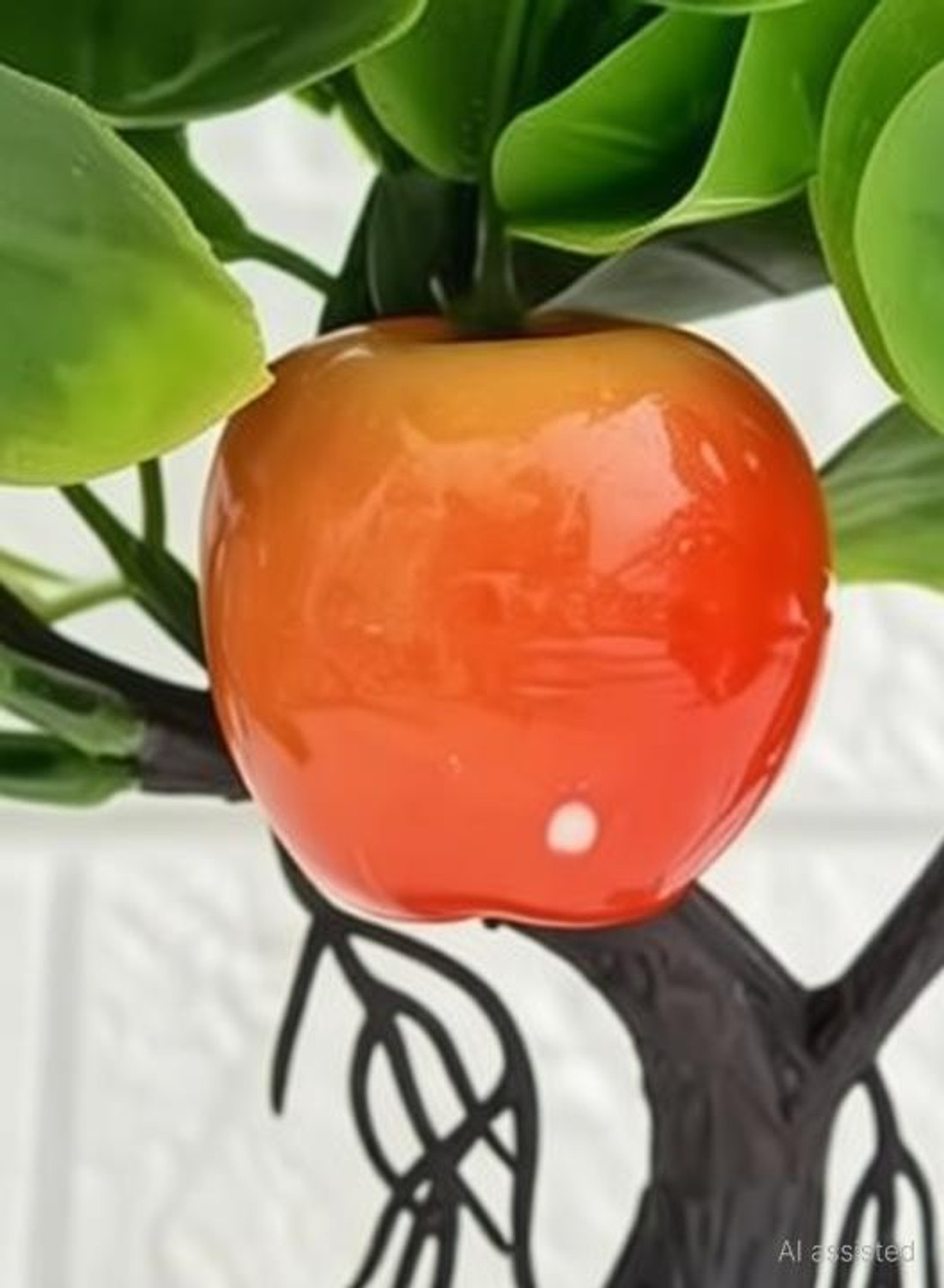 Image of Nimkar's Artificial Apple Plant / Tree Fruit Plants with White Pot for Center Table Bonsai Artificial Plant