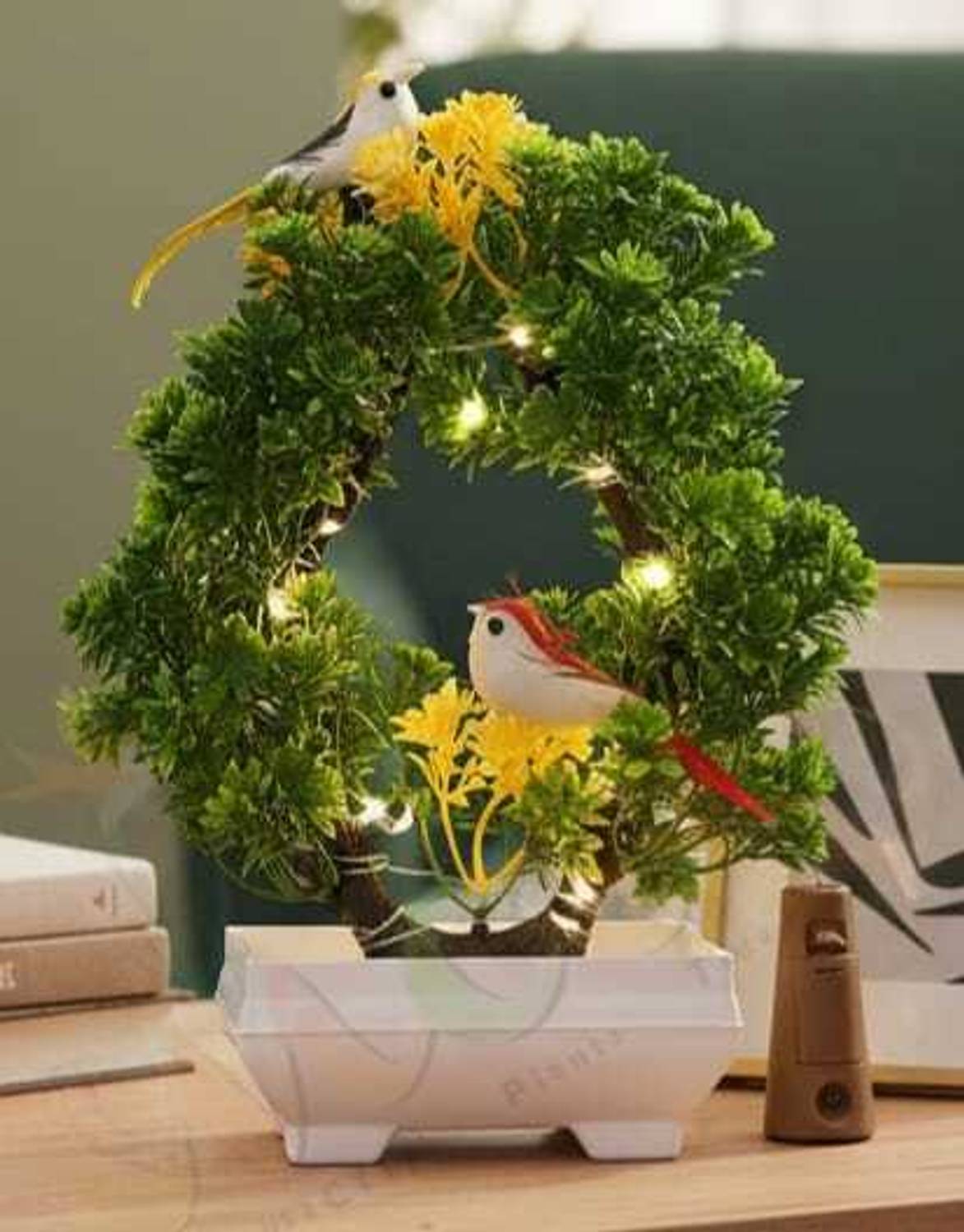 MODO Artificial Bonsoi Tree with Sparrow for Living Room Decor wi