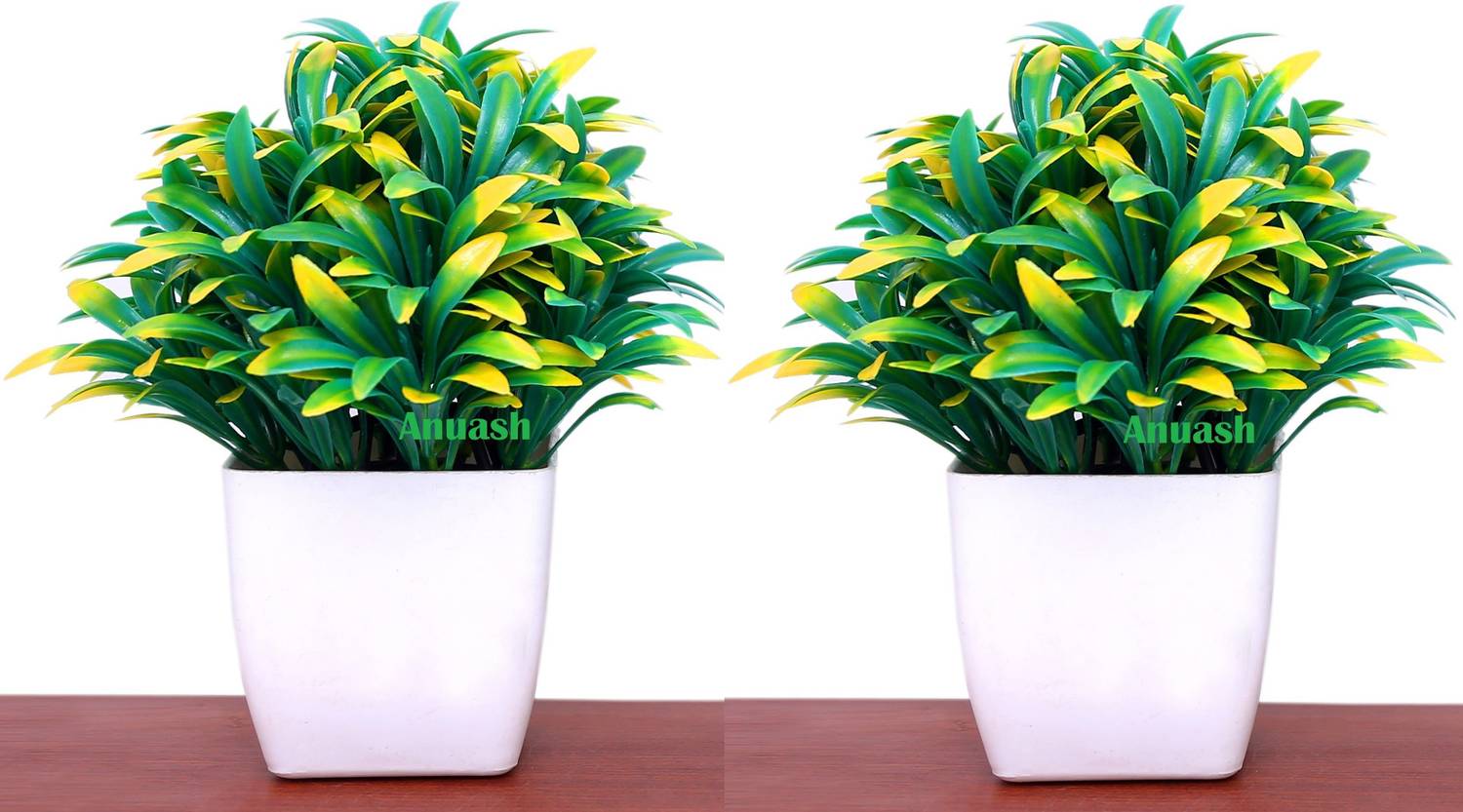 Anuash Set of 2 Artificial Flowers with Pot, Plants for Home, Office, and Decoration Artificial Plant with Pot