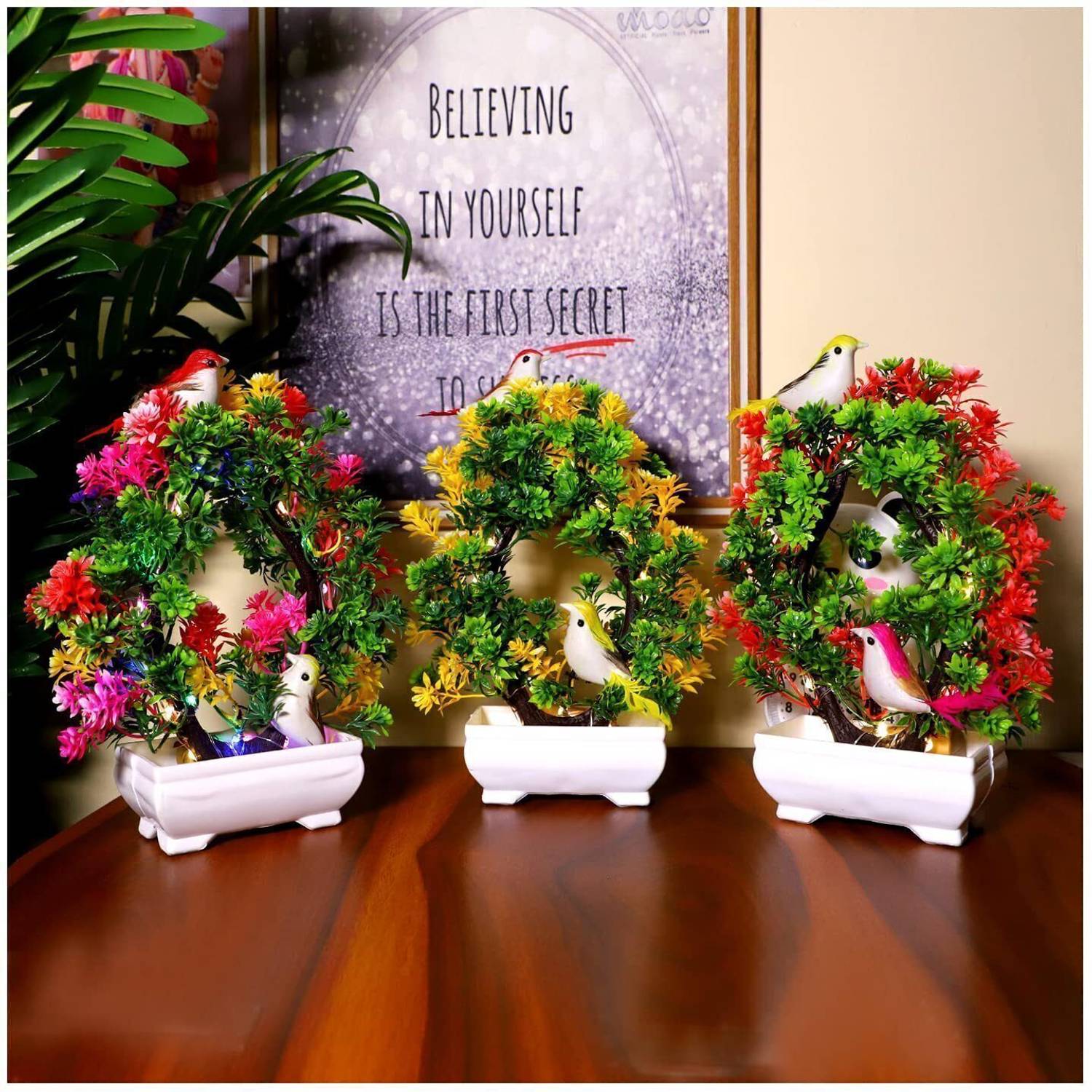 Moonex Artificial Plant with Sparrow for Living Room Decor with L