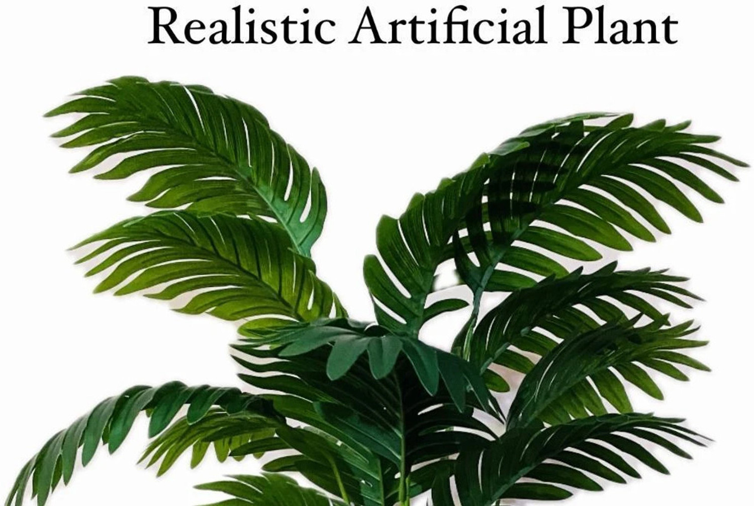 Image of Anbia 12 Leaves Artificial Palm Plant with White Pot Bonsai Artificial Plant with Pot