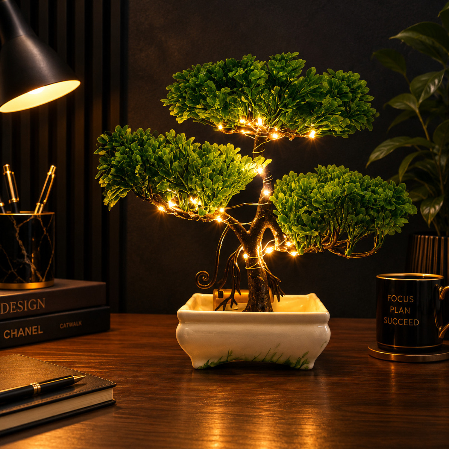 Image of Elencraft Artificial Led Tree For Home Decoration, Fake Ornamental Plants With Pot Bonsai Wild Artificial Plant with Pot