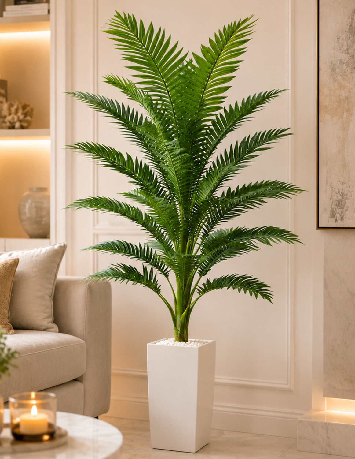 Image of Hyperboles 5 Ft Artificial Palm Tree 24 Branch 1 Trunk Without Vase For Home Decor Artificial Plant