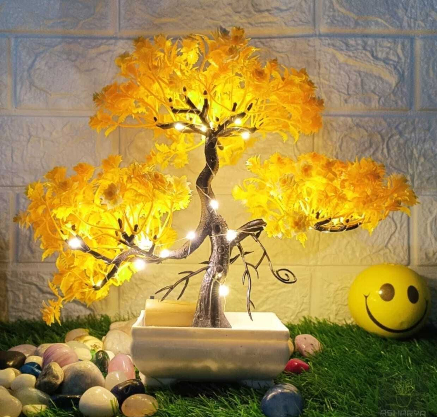 Image of DIYANK Artificial Bonsoi Tree with Sparrow for Living Room Decor with LED Light Bonsai Wild Artificial Plant with Pot