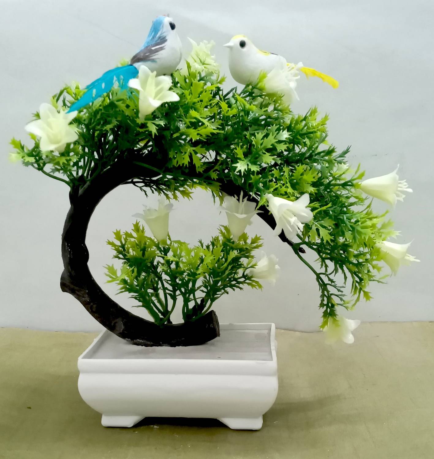 RESILIENCE White Flowers Bonsai Wild Artificial Plant with Pot (