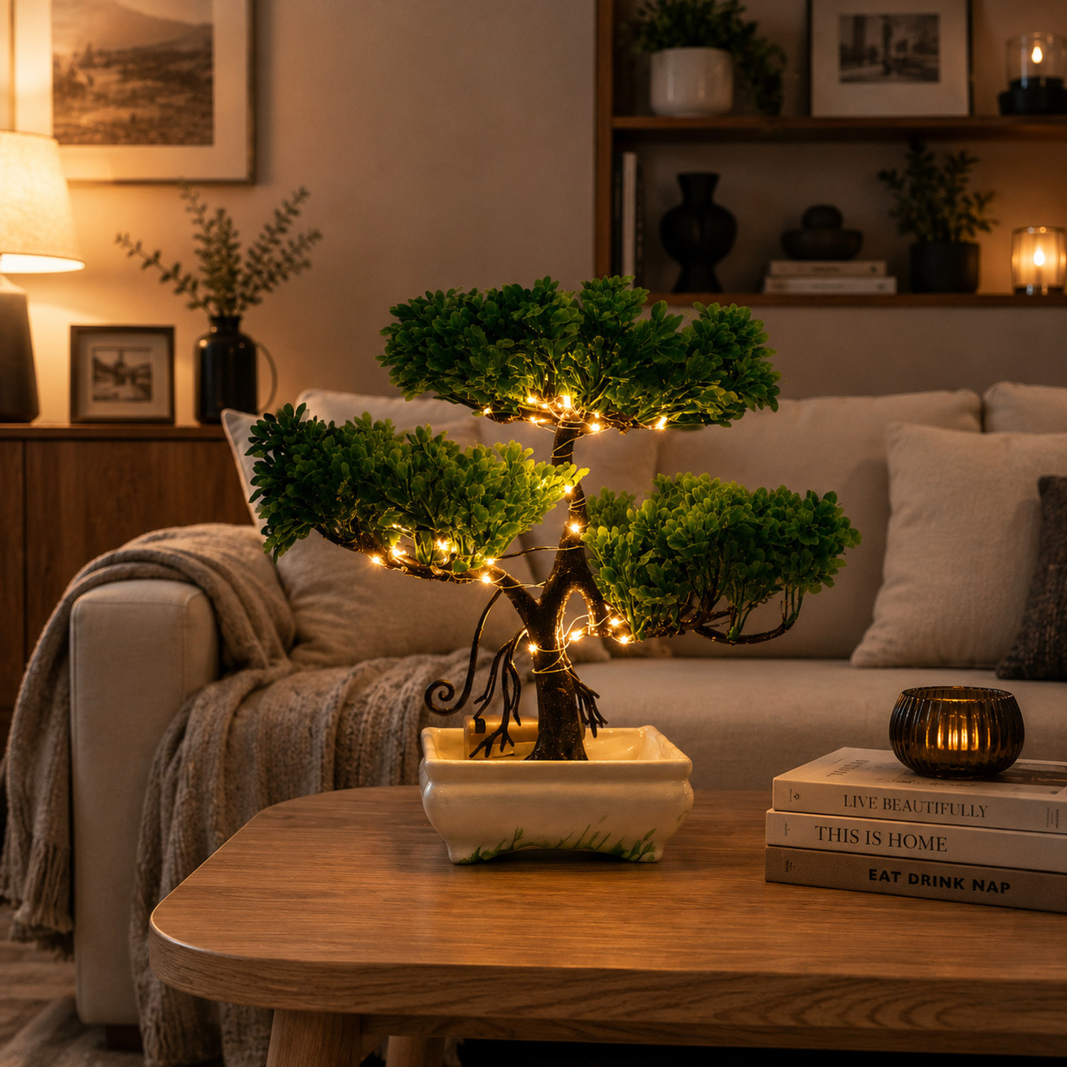 Image of Elencraft Artificial Led Tree For Home Decoration, Fake Ornamental Plants With Pot Bonsai Wild Artificial Plant with Pot