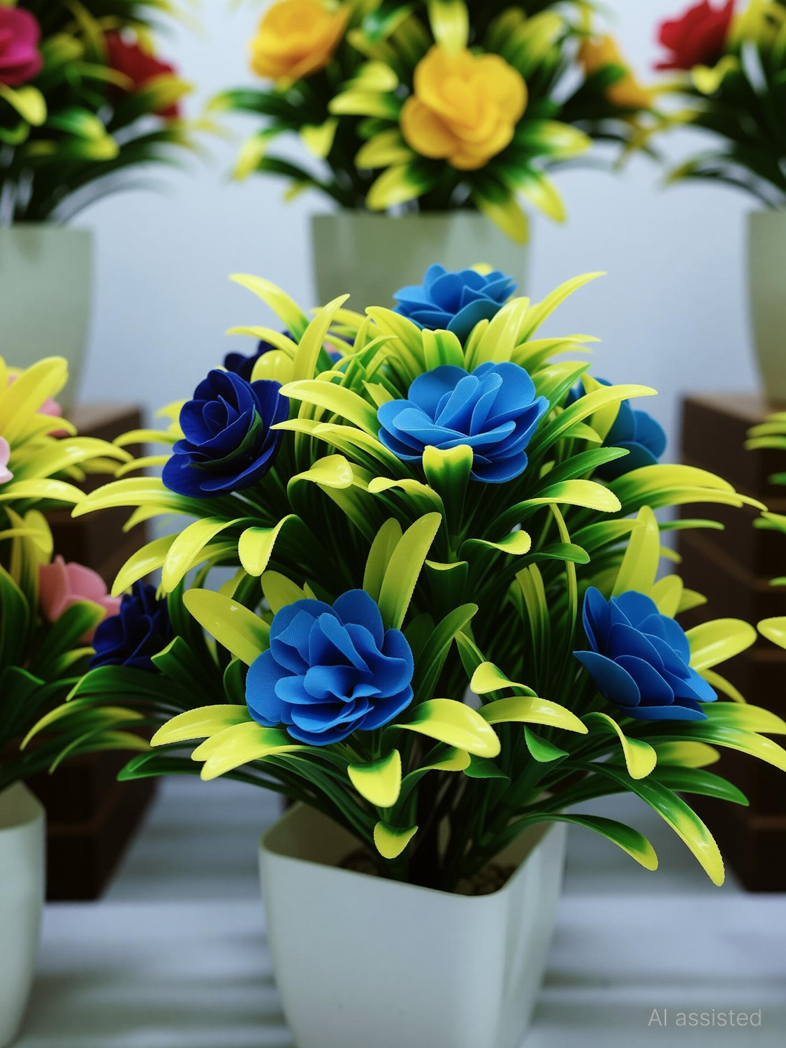 Image of ADIRSA home decoration,office decor,Artificial Flower Bonsai Wild Artificial Plant with Pot