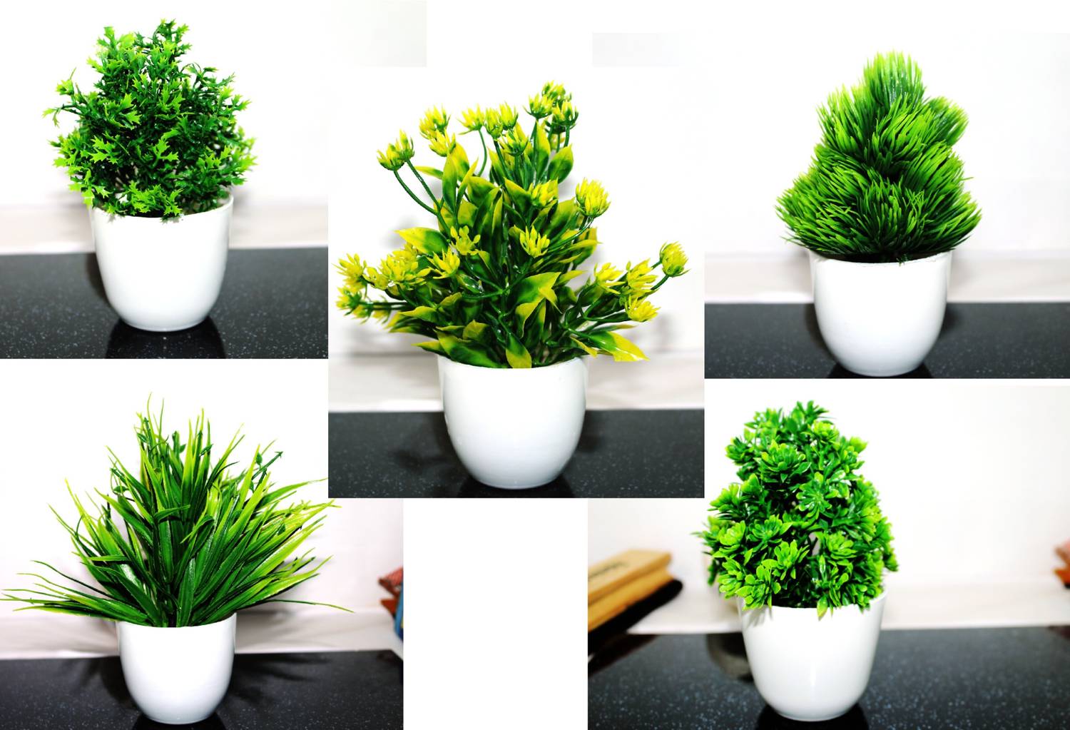 Fly Buy Artificial Plants Set of 5 Mini Plants for Table, Home &